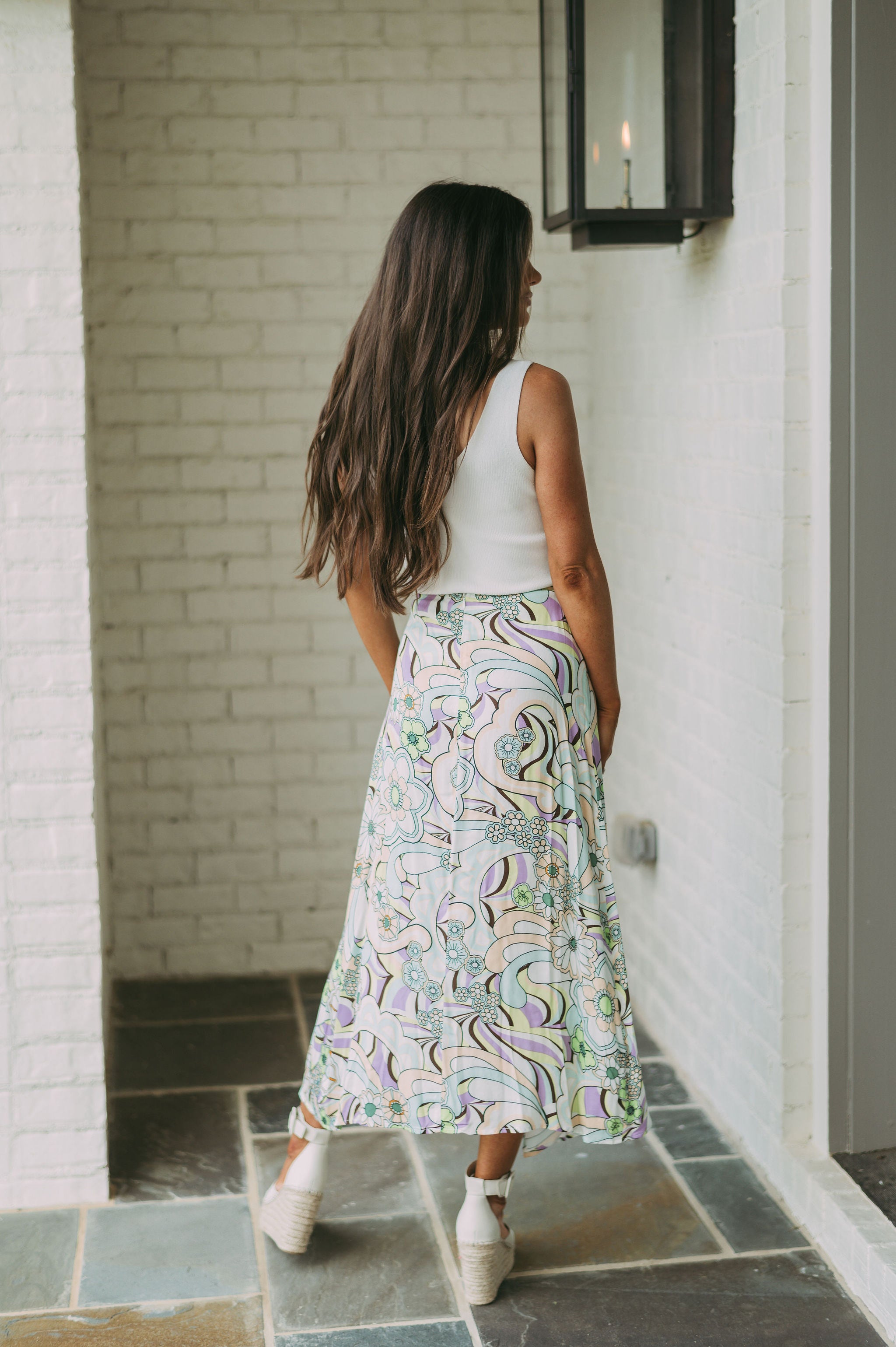 Multi Floral Midi Skirt