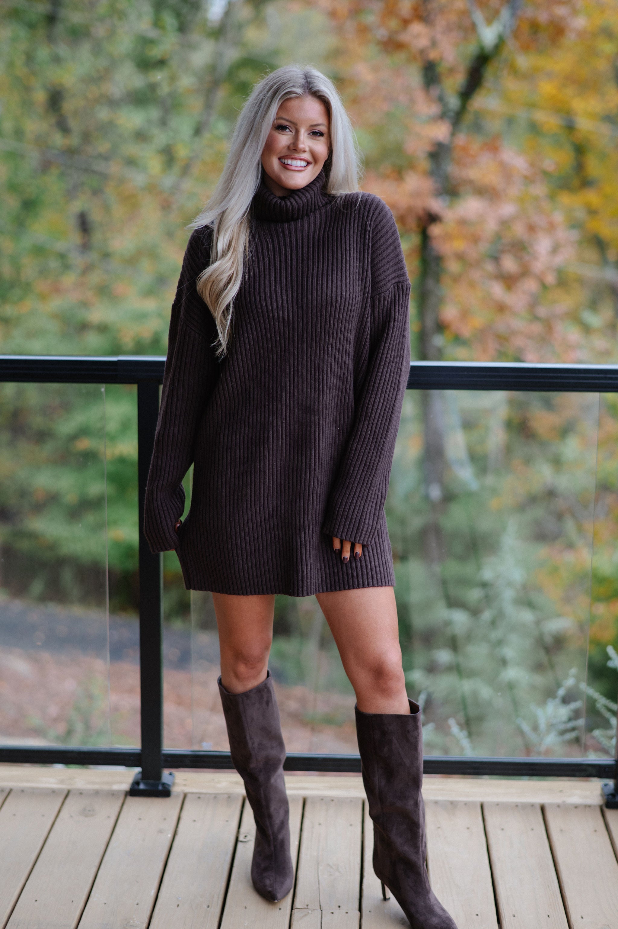 Betsy Sweater Dress-Coffee
