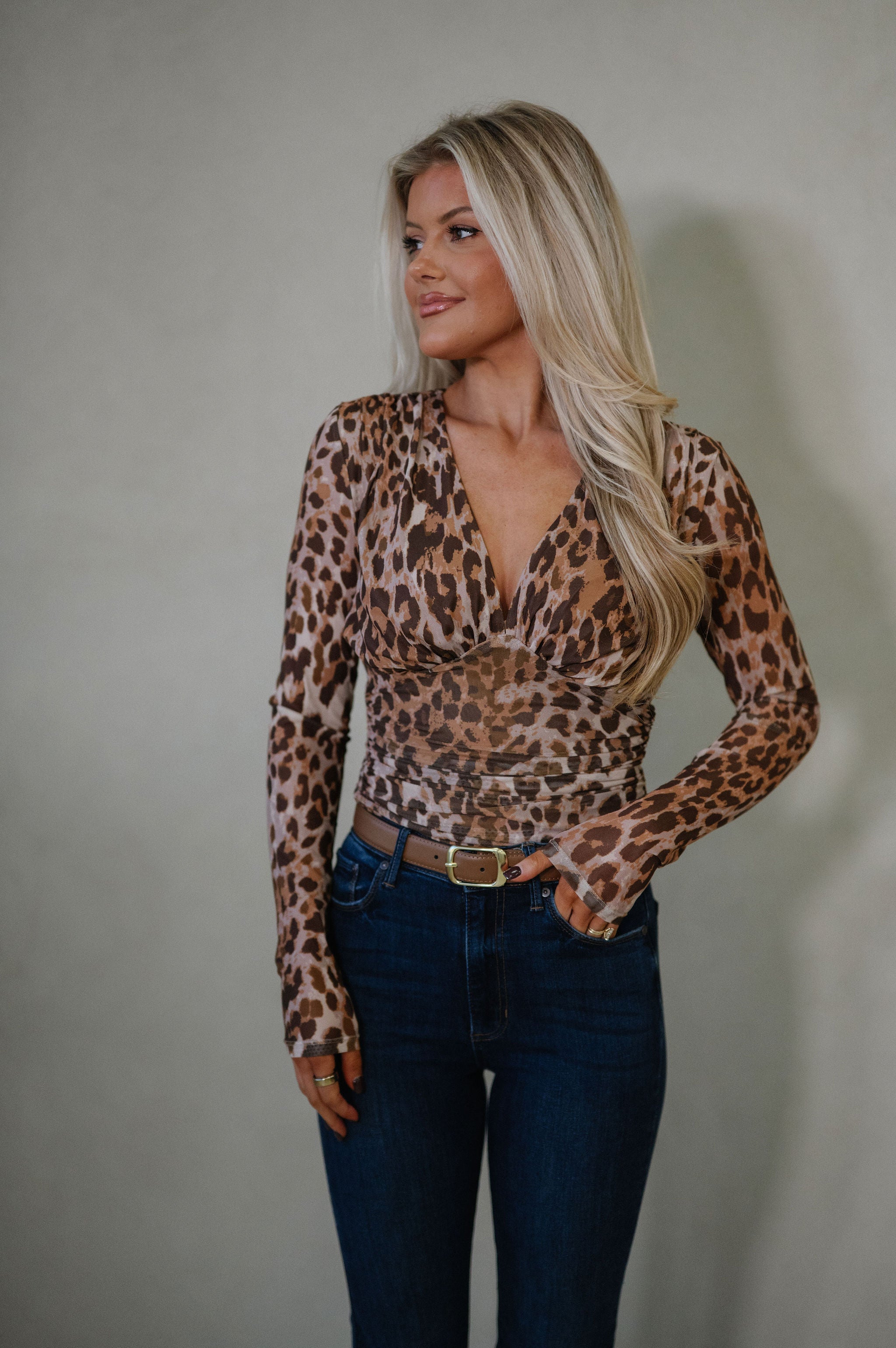 Paula Mesh Top-Leopard