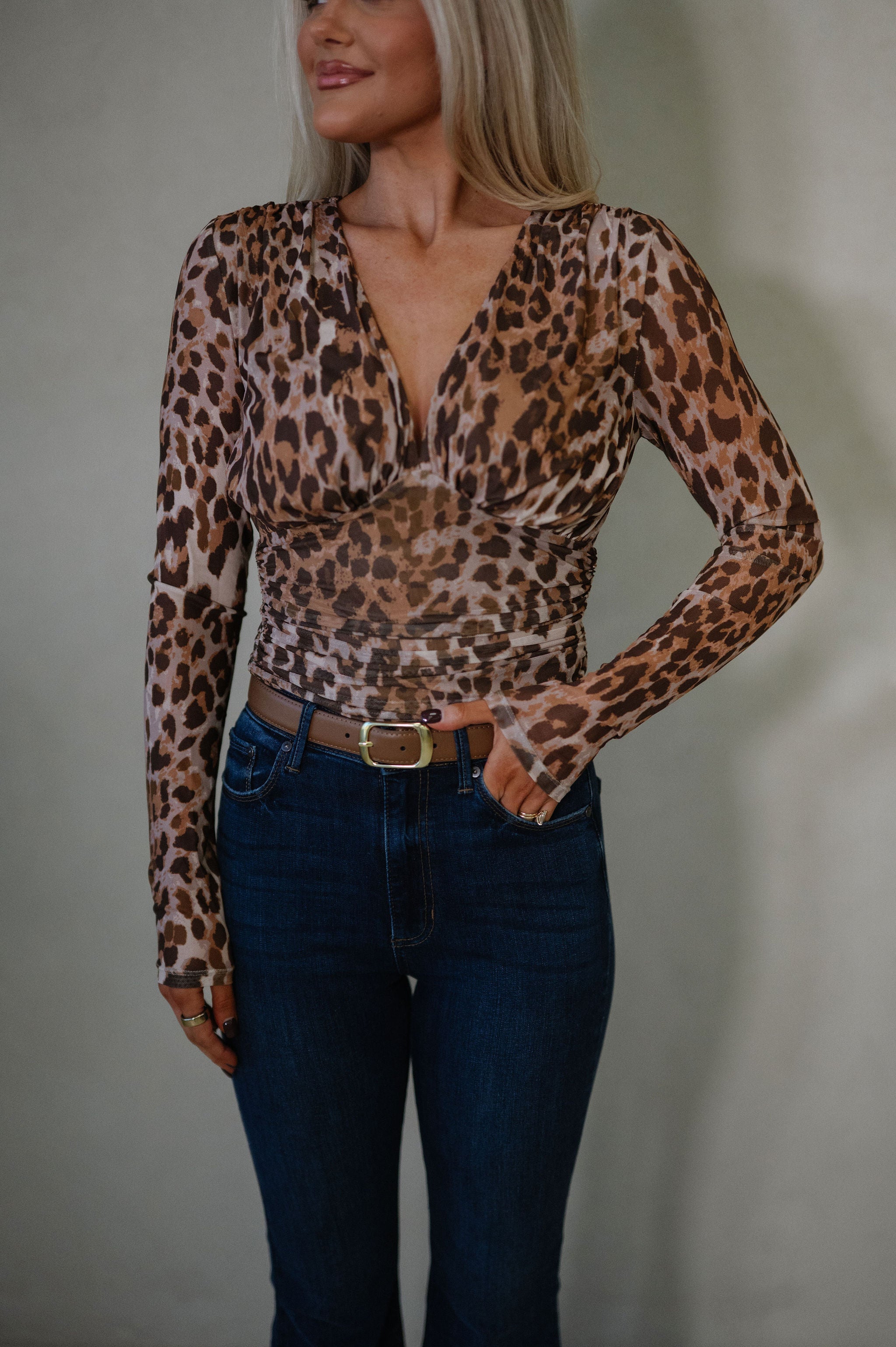 Paula Mesh Top-Leopard