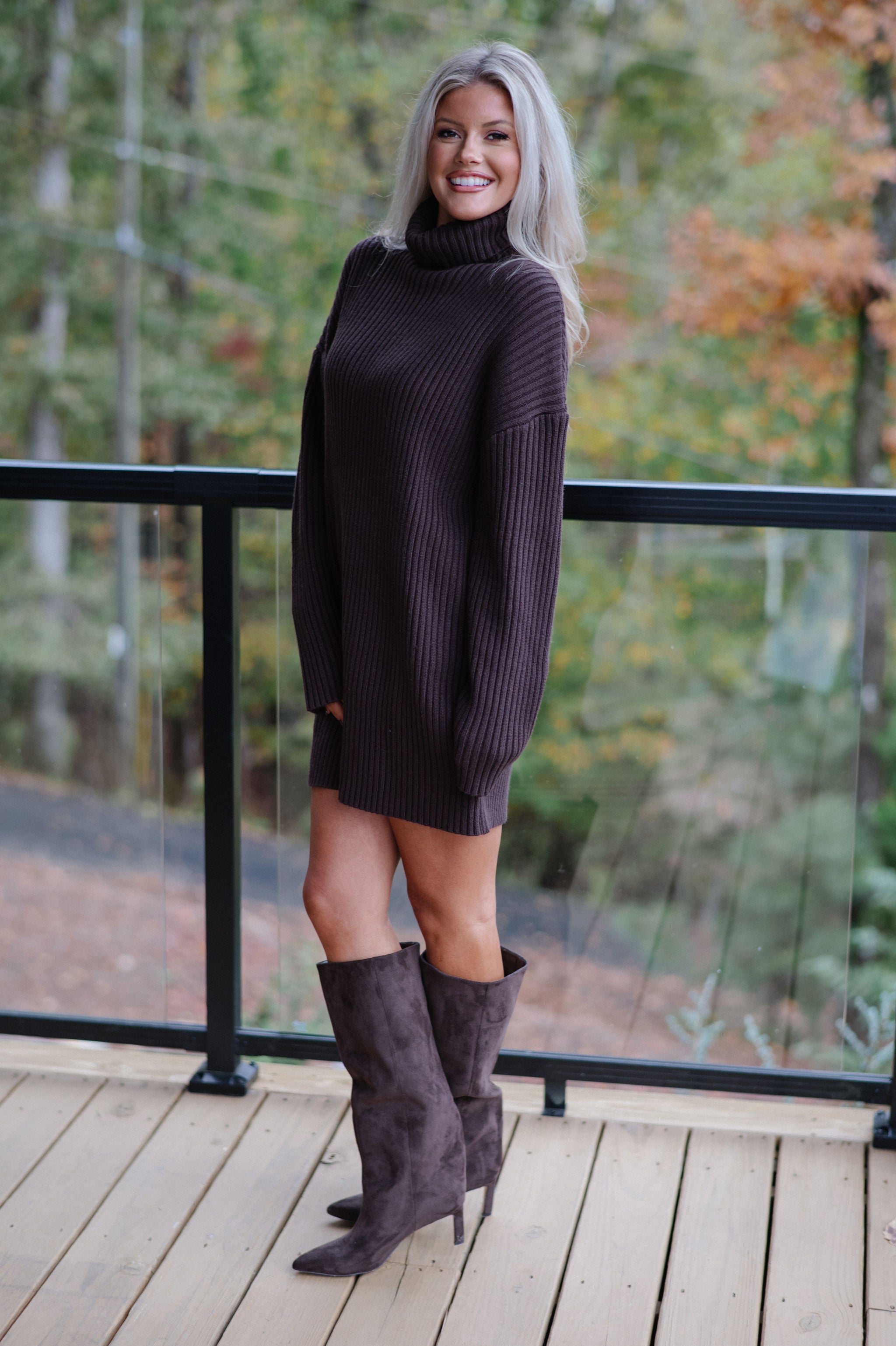 Betsy Sweater Dress-Coffee