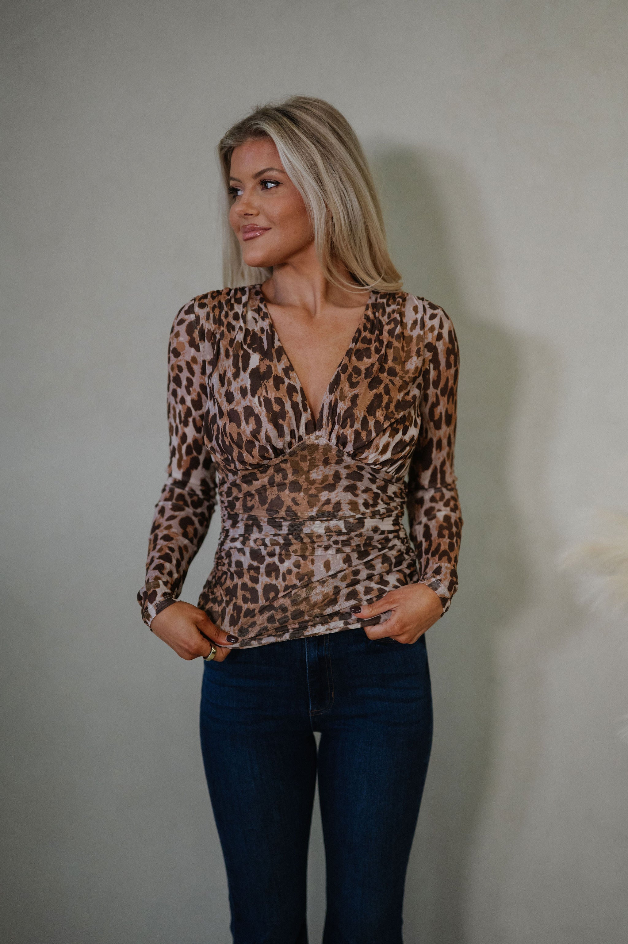 Paula Mesh Top-Leopard