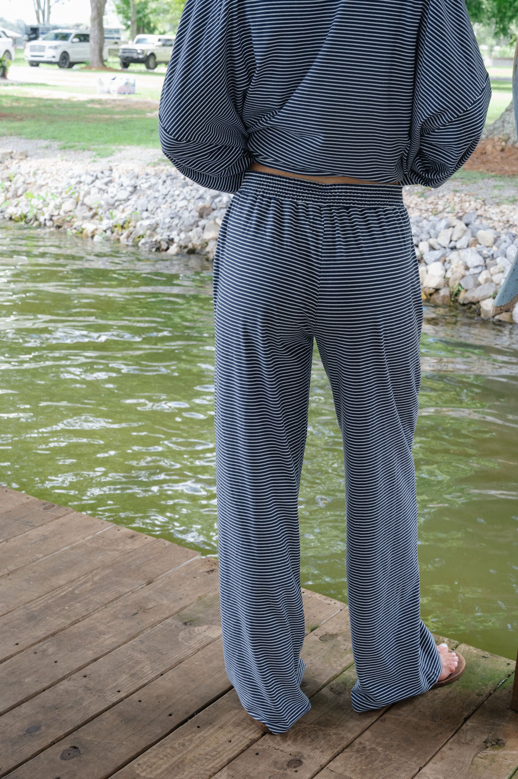 Nelly Striped Pants-Navy