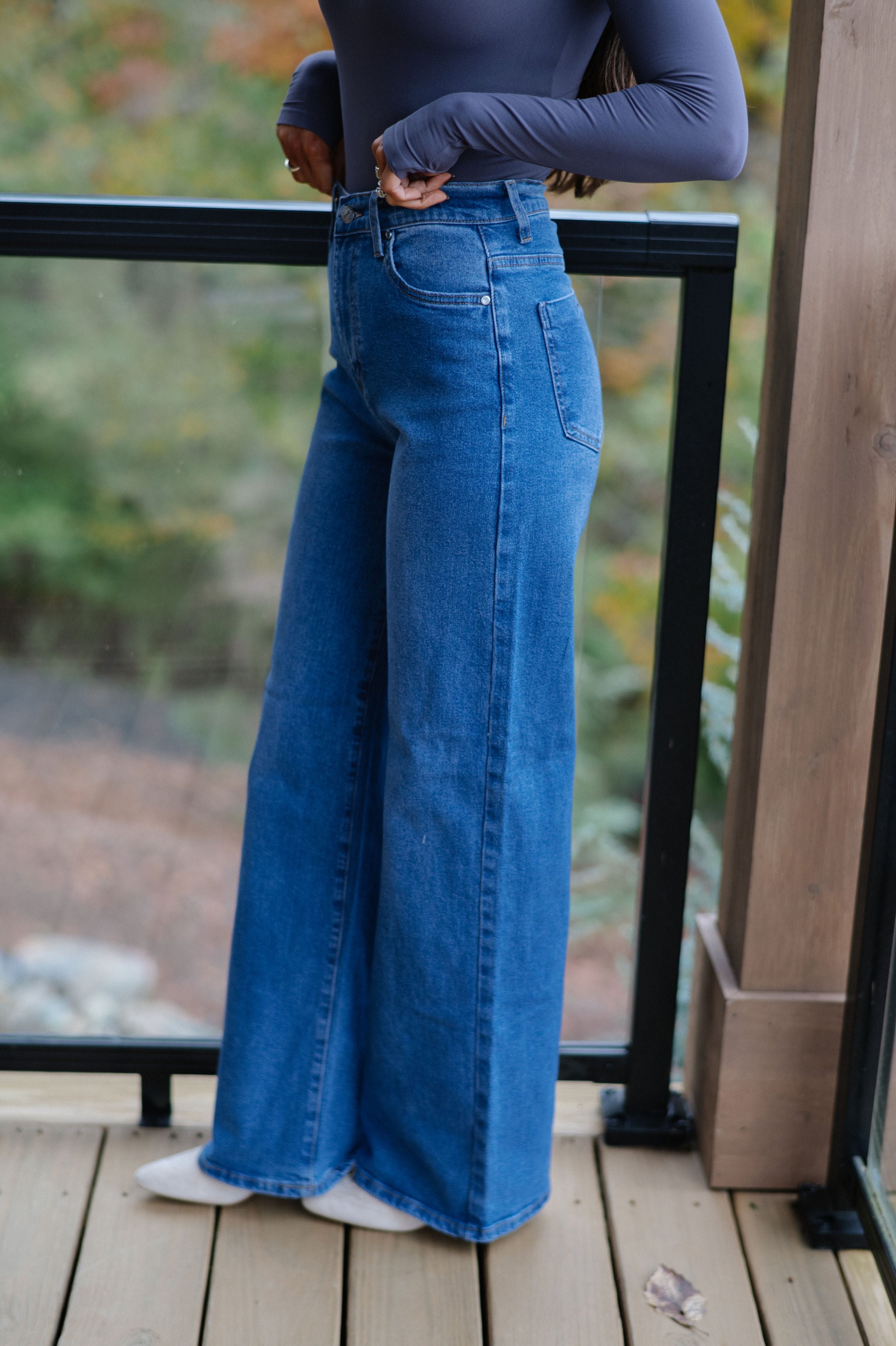 Kate Wide Leg Jeans- Medium Stone