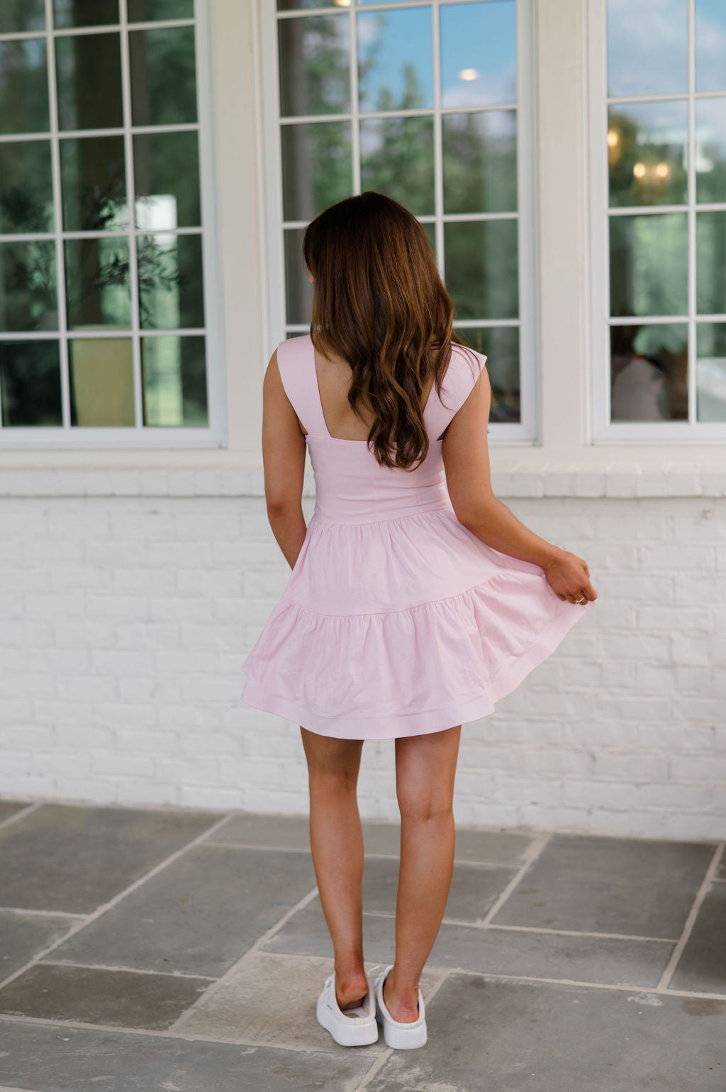 Button Down Poplin Dress-Baby Pink