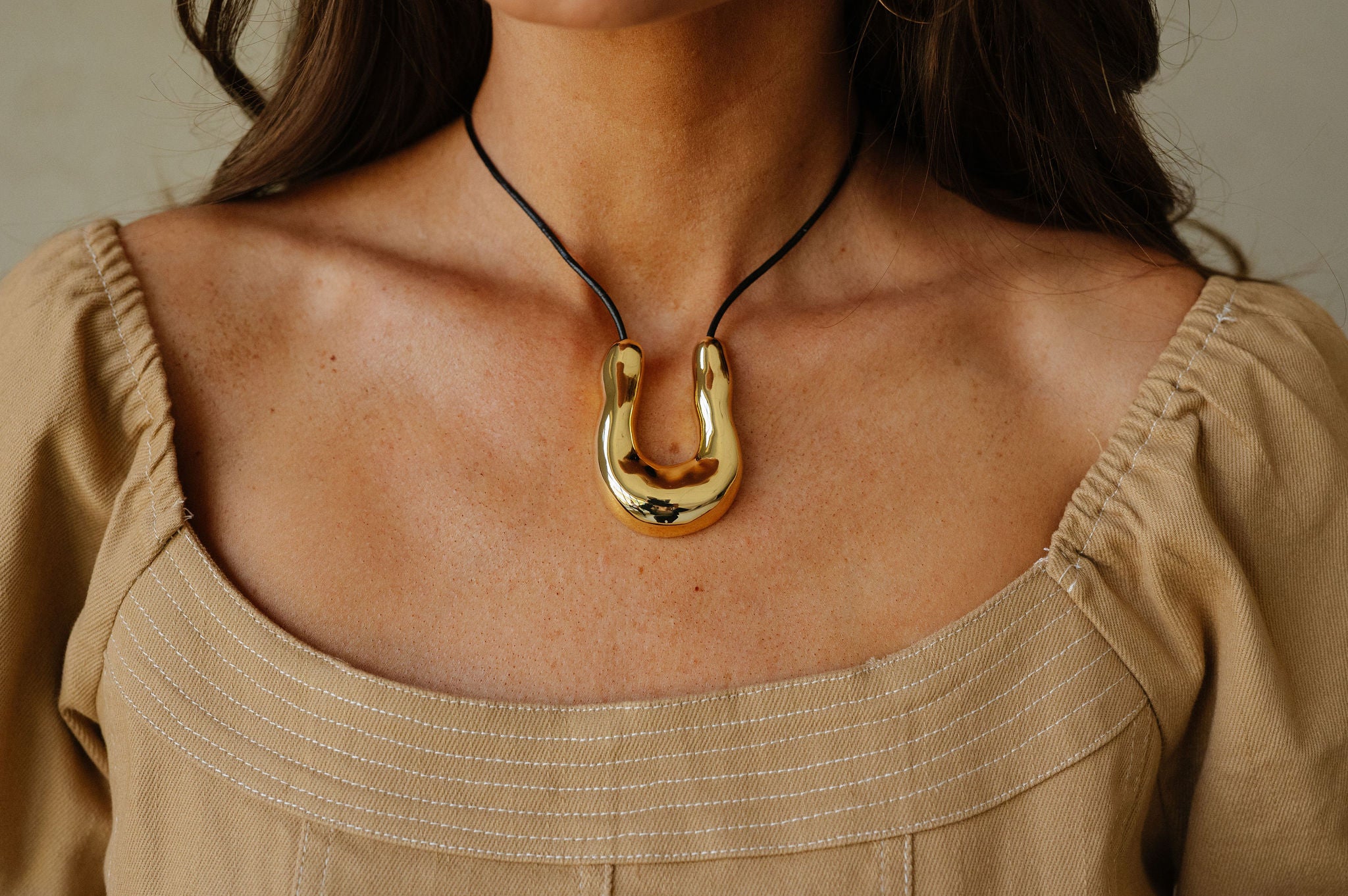 Gold Horseshoe Western Necklace