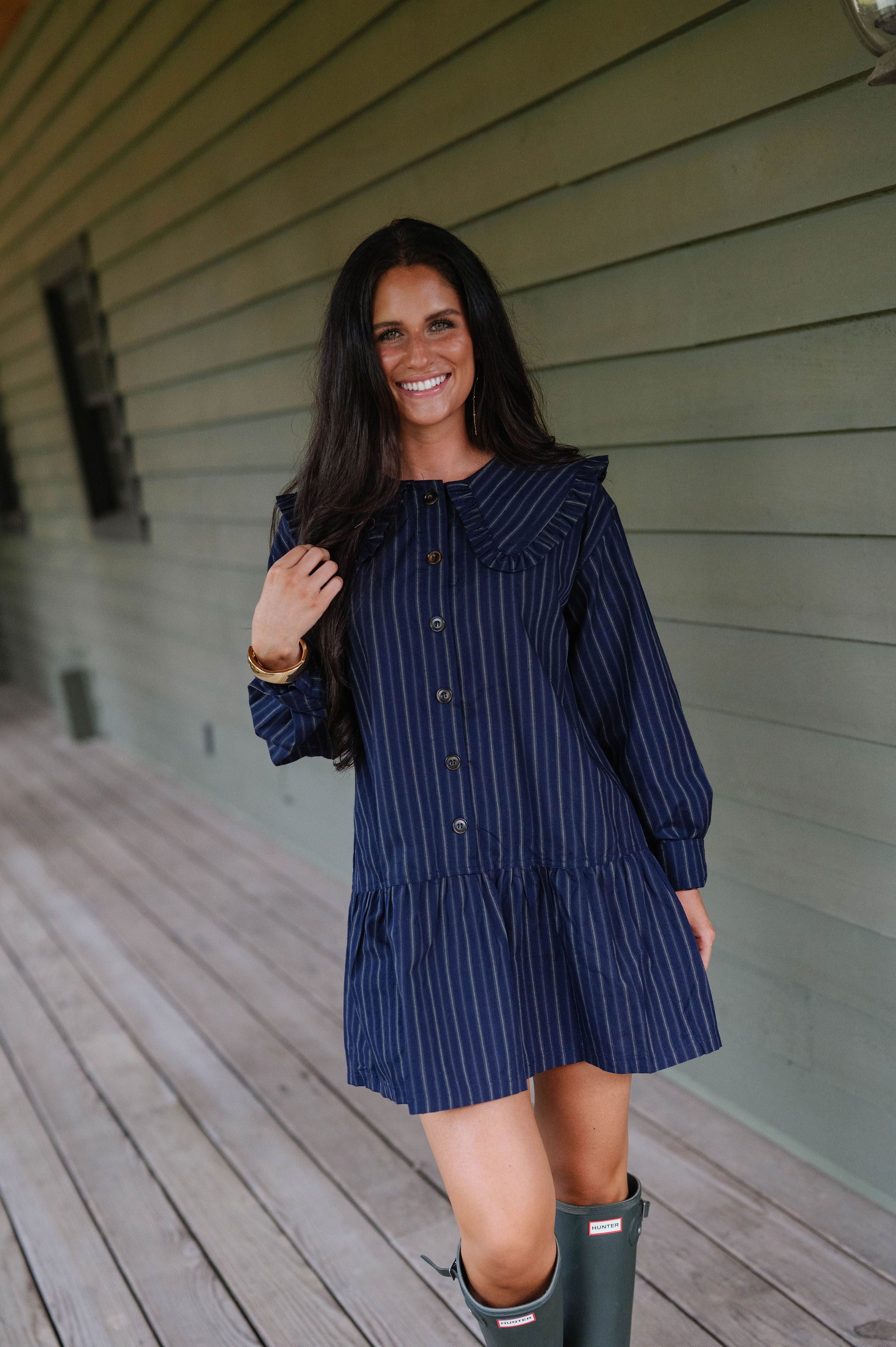 Andie Button Down Dress-Navy
