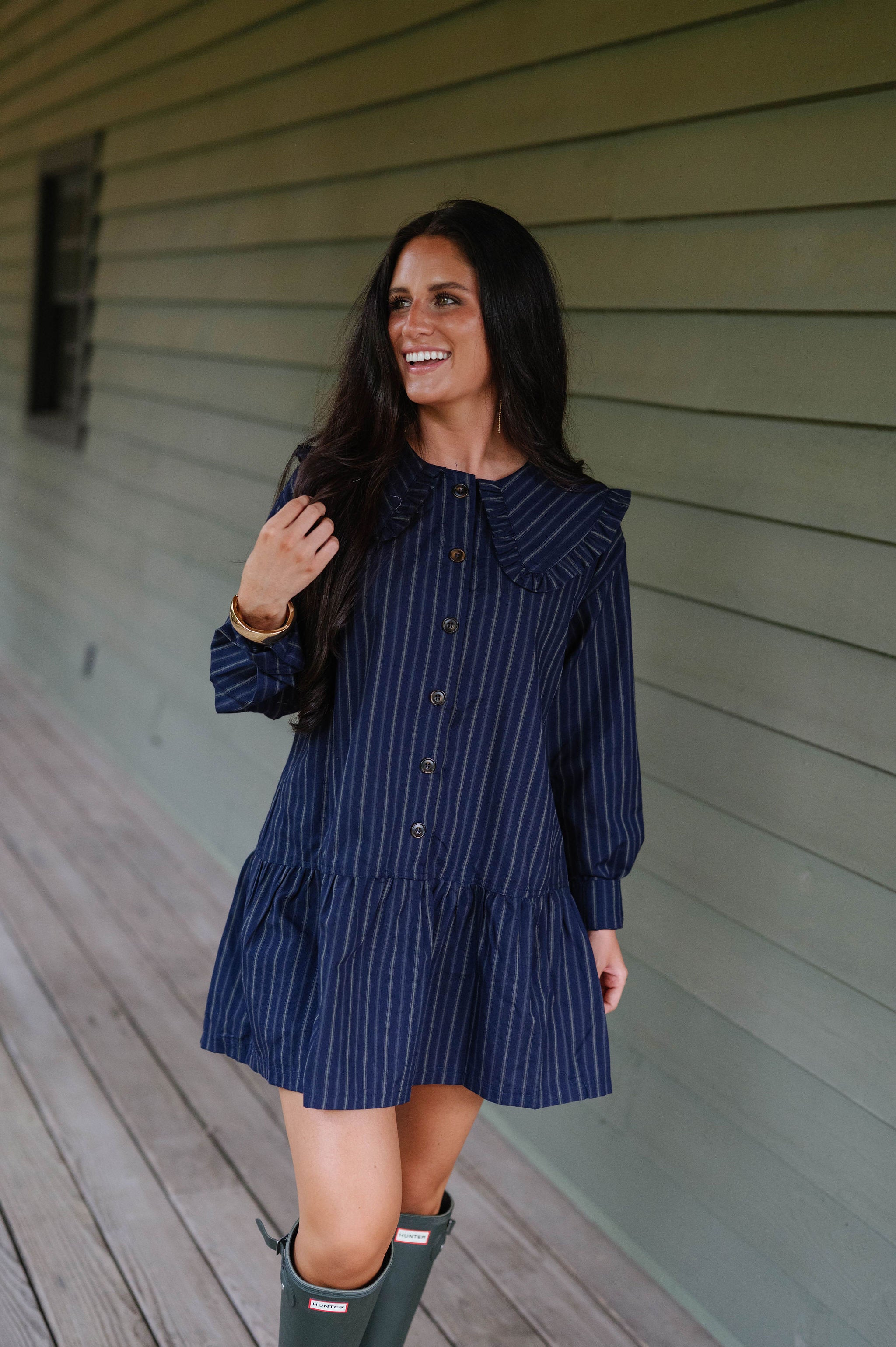 Andie Button Down Dress-Navy