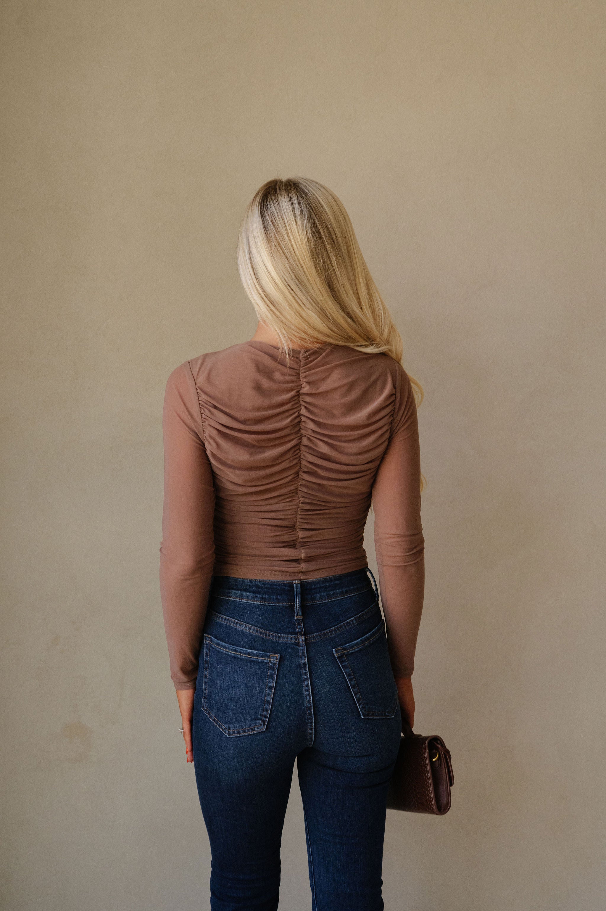 Riley Mesh Top-Brown