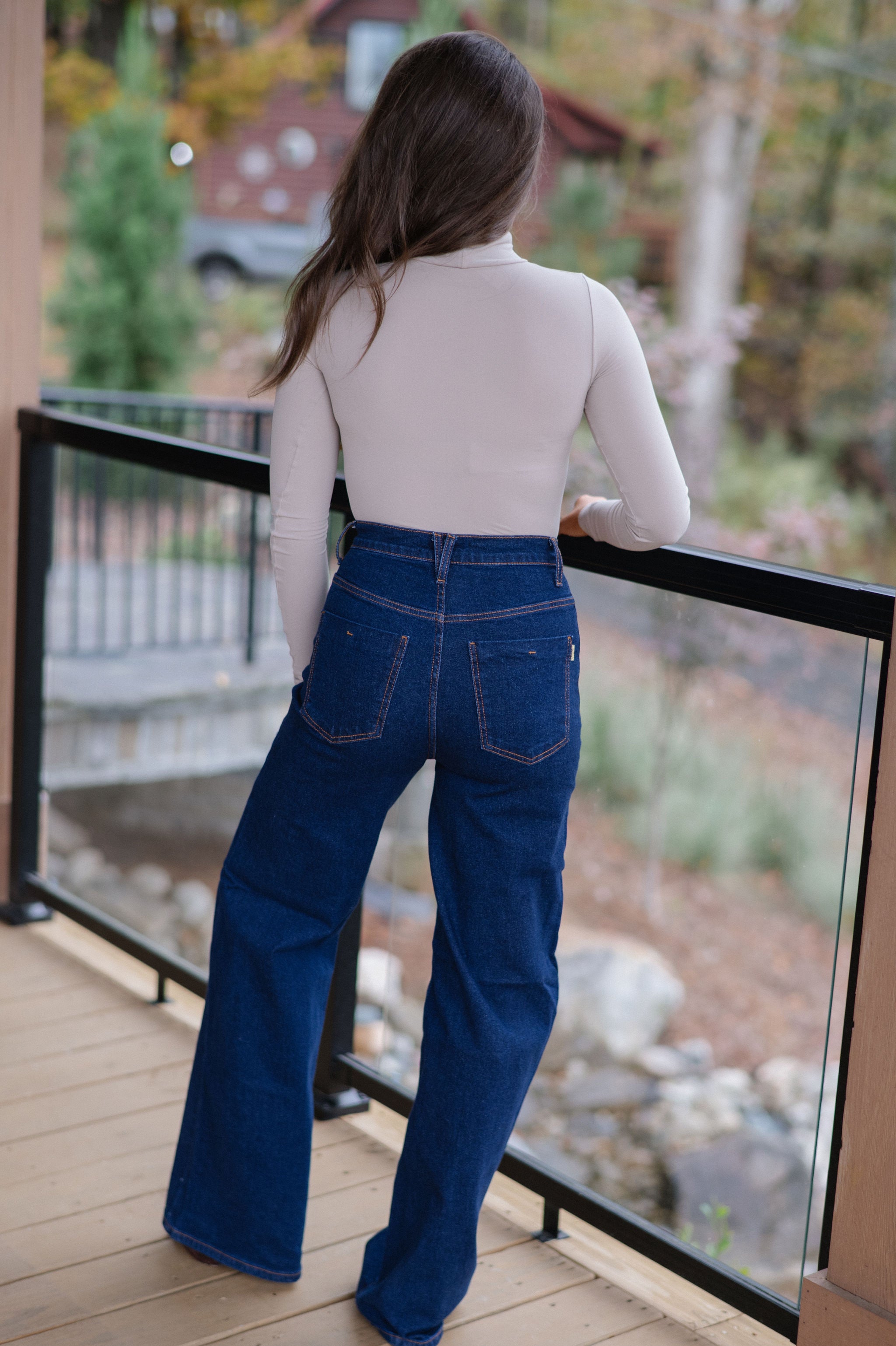 London Mock Neck Bodysuit-Sand