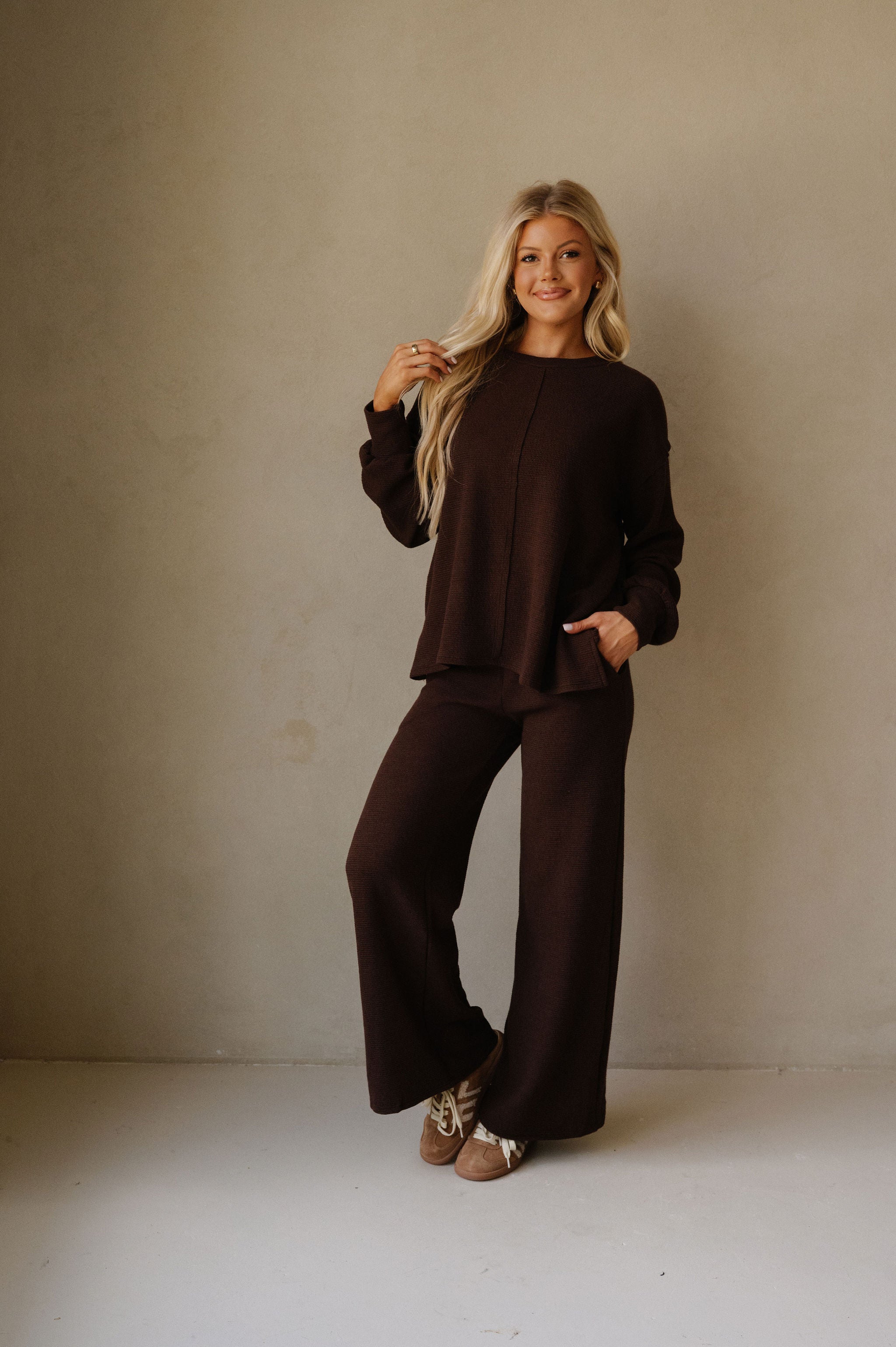 Cover Pants Set-Dark Coco