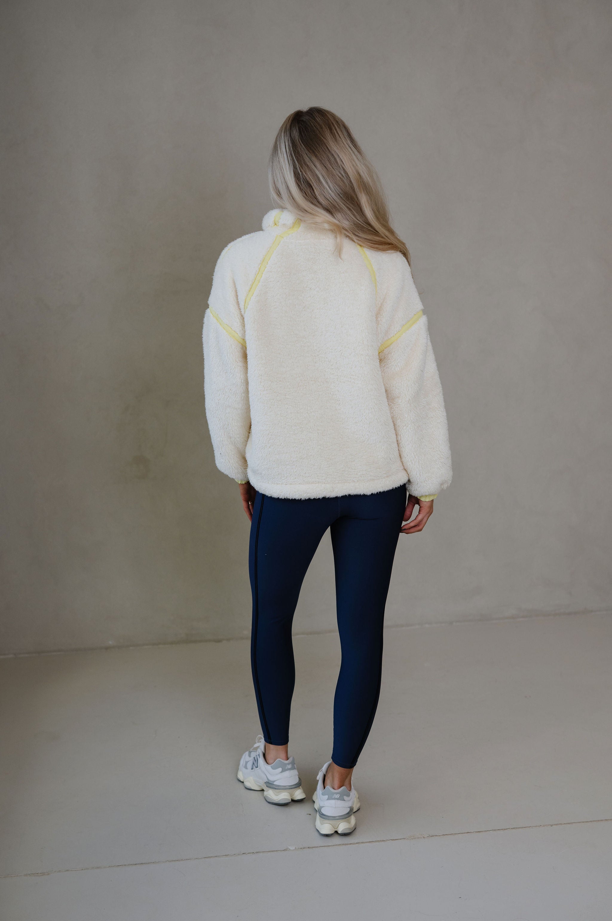 Hailey Sherpa Pullover-Ivory/Yellow
