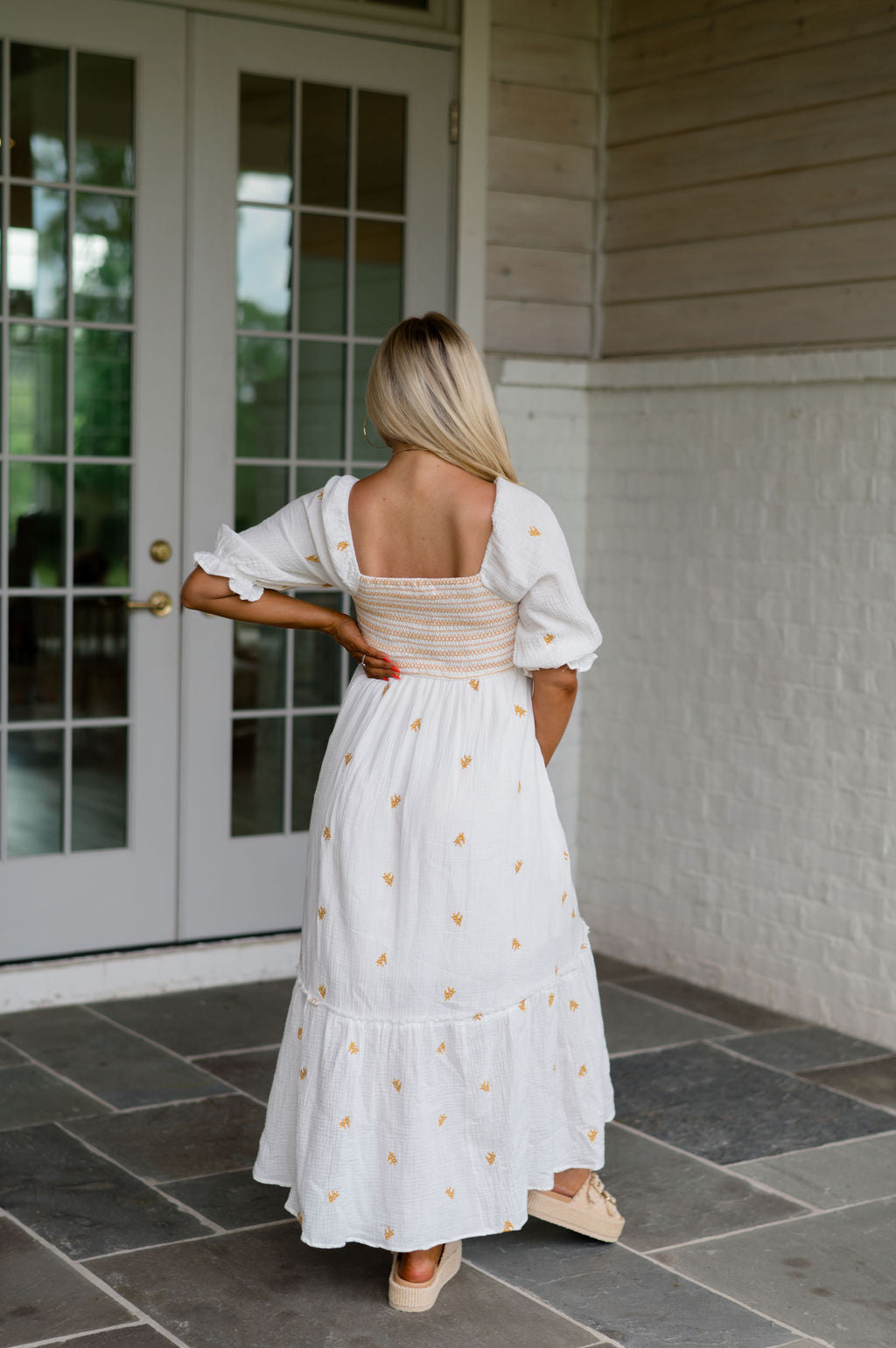 Paxton Embroidered Maxi Dress-Off White