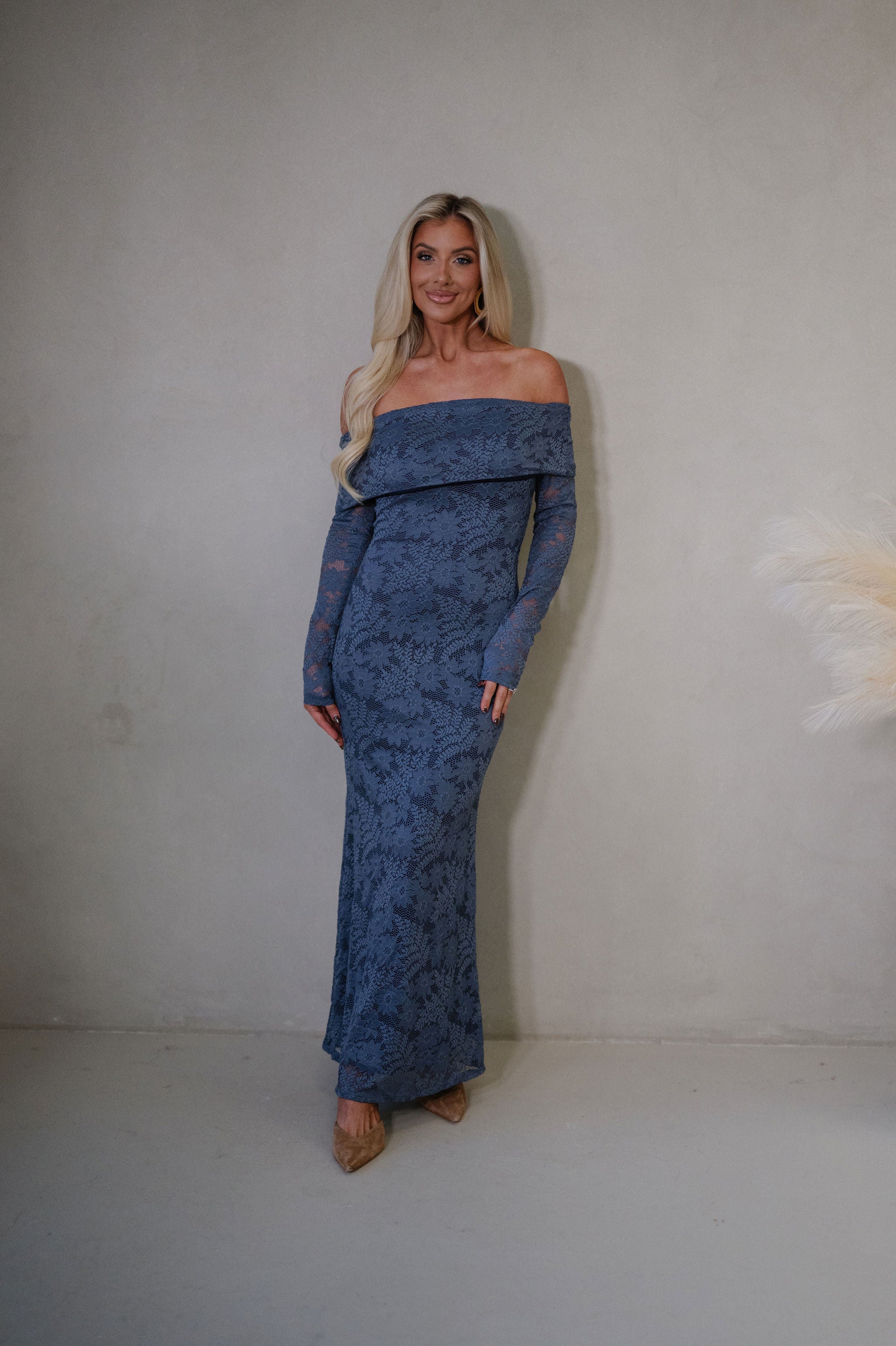 Bridges Fold Over Maxi Dress-Indigo