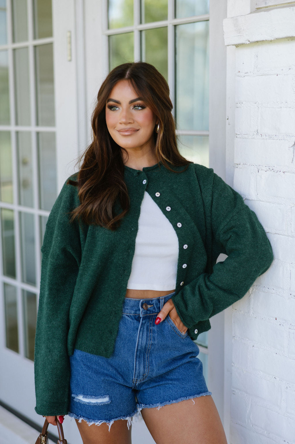 Victoria Cardigan- Forest Green