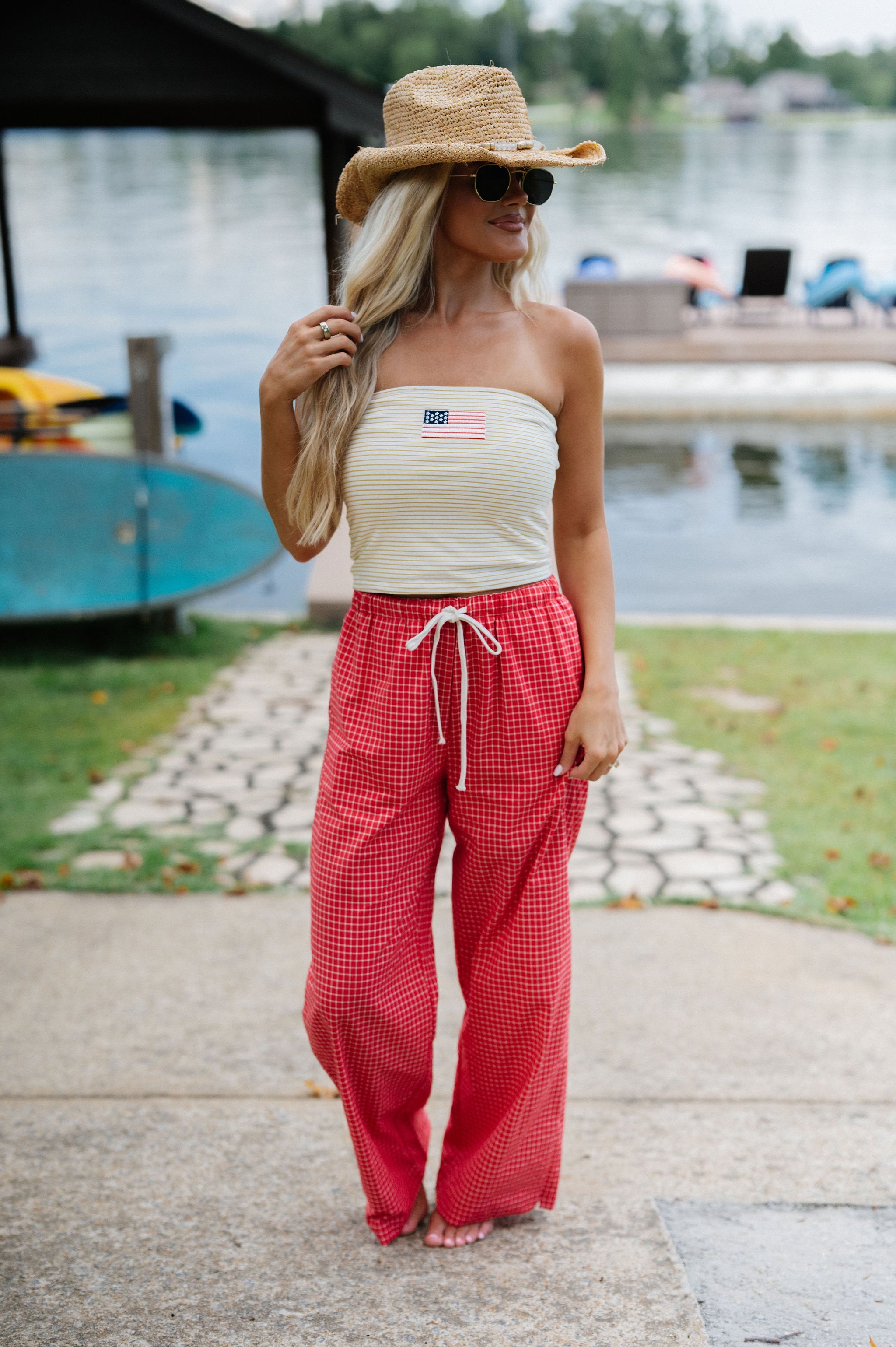 Stars And Stripes Tube Top-Yellow/Ivory
