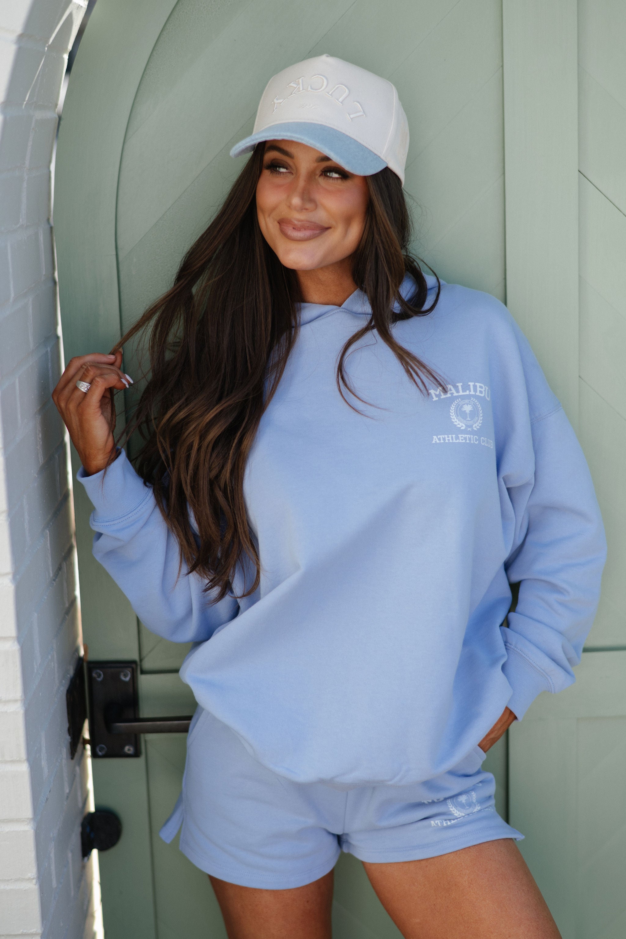 Malibu Hoodie Sweat Set-Blue