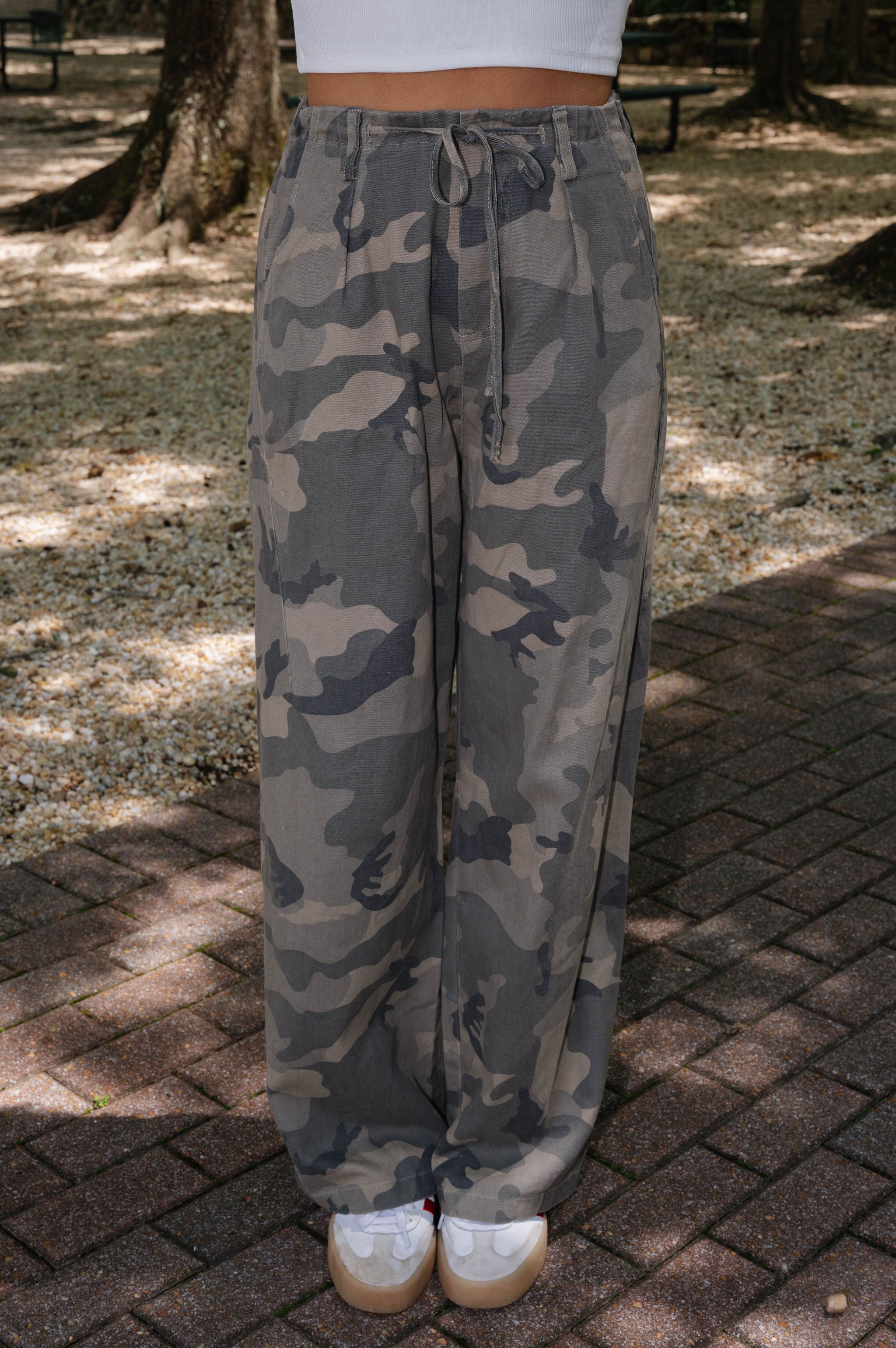 Roman Front Tie Pants-Camo