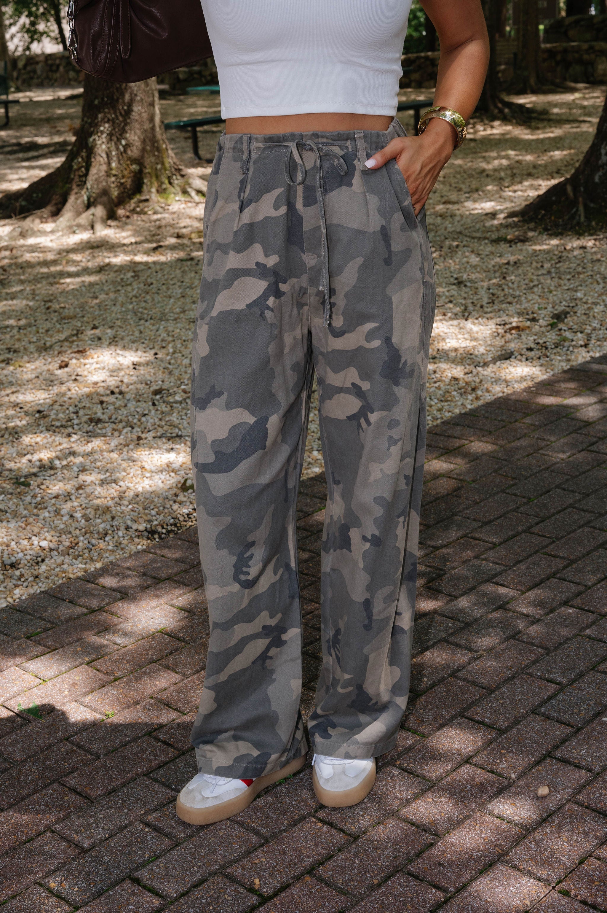 Roman Front Tie Pants-Camo