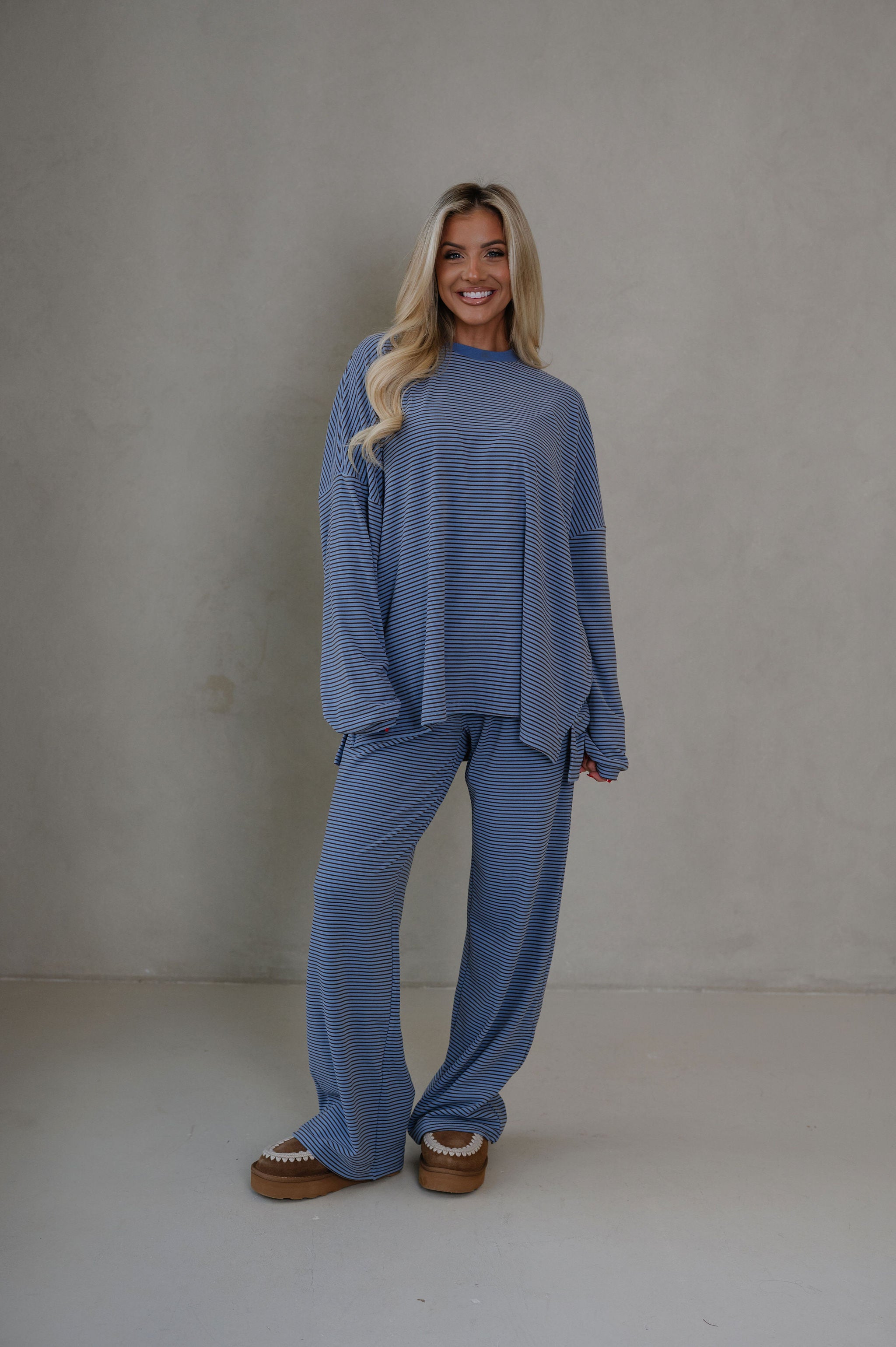 Nelly Striped Pants-Blue