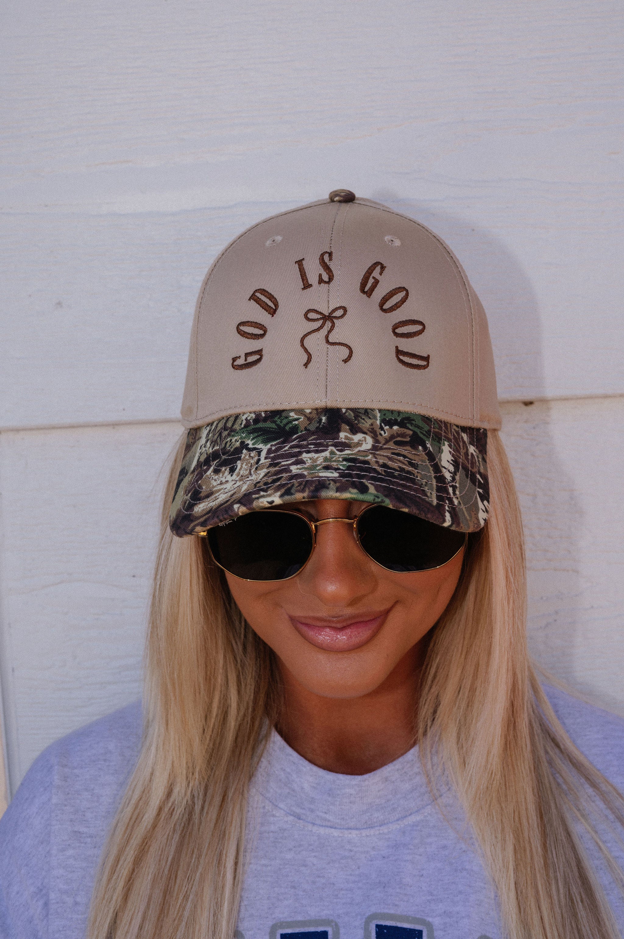 "God is Good" Hat-Camo/Beige