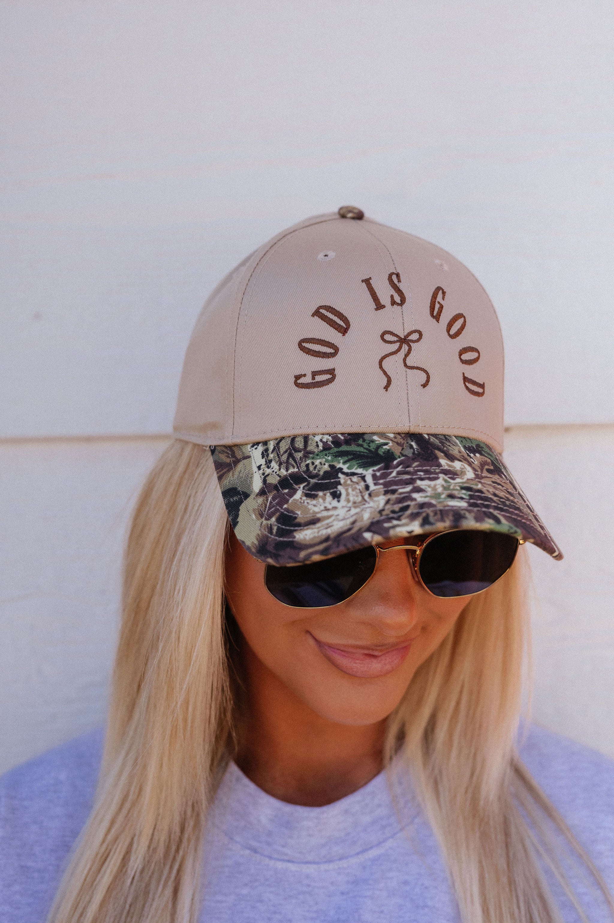 "God is Good" Hat-Camo/Beige