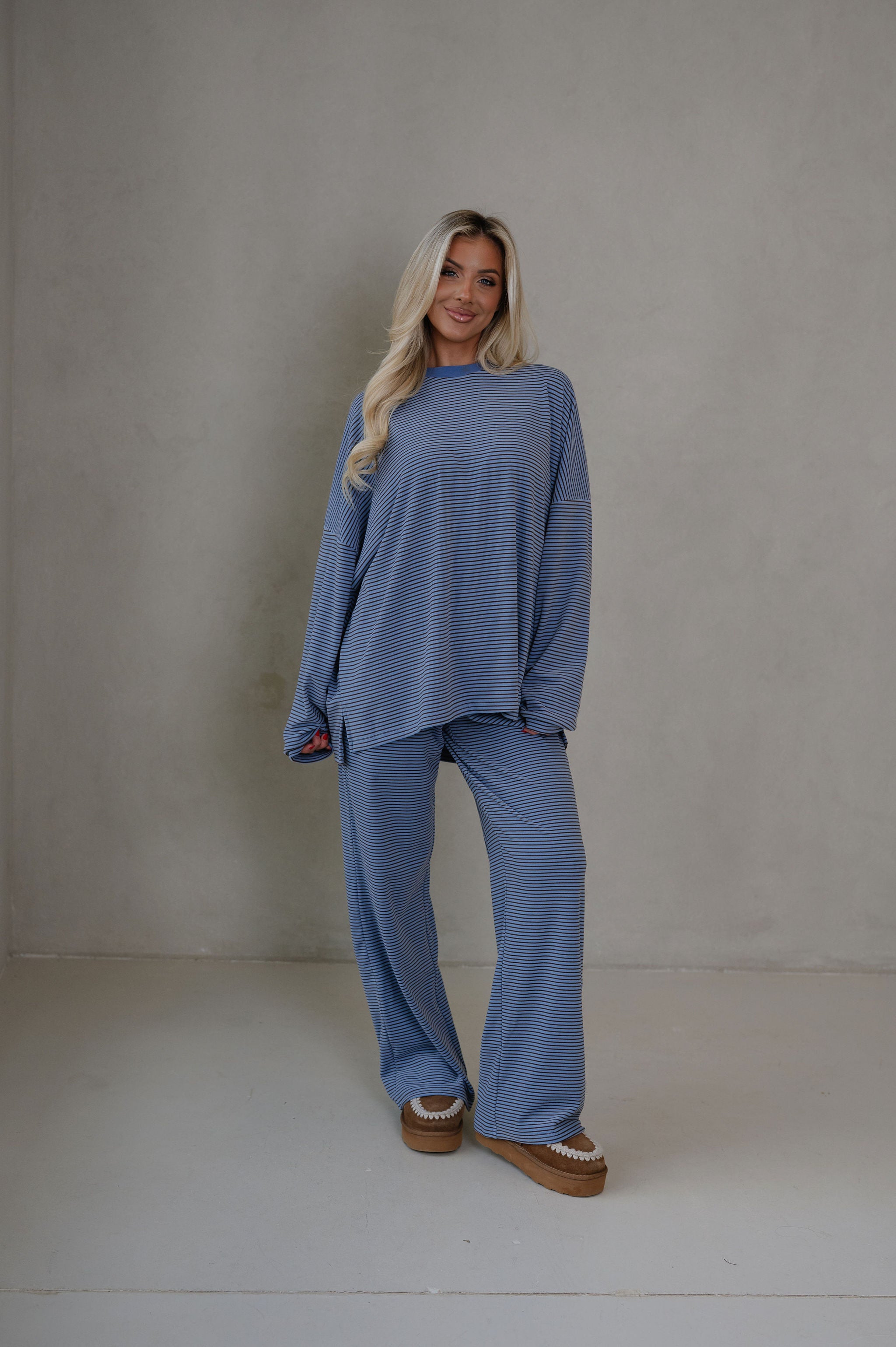 Nelly Striped Pants-Blue