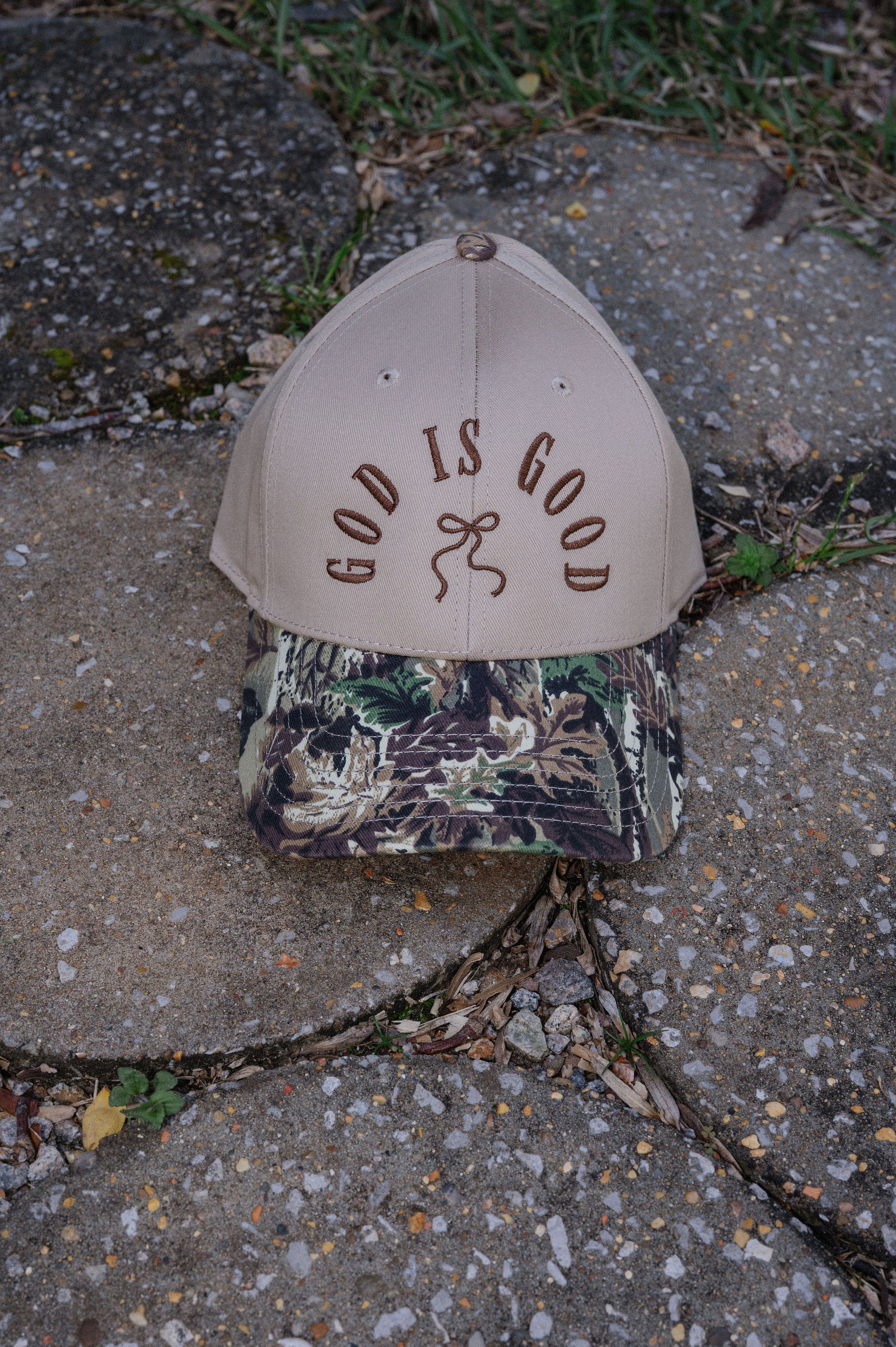 "God is Good" Hat-Camo/Beige