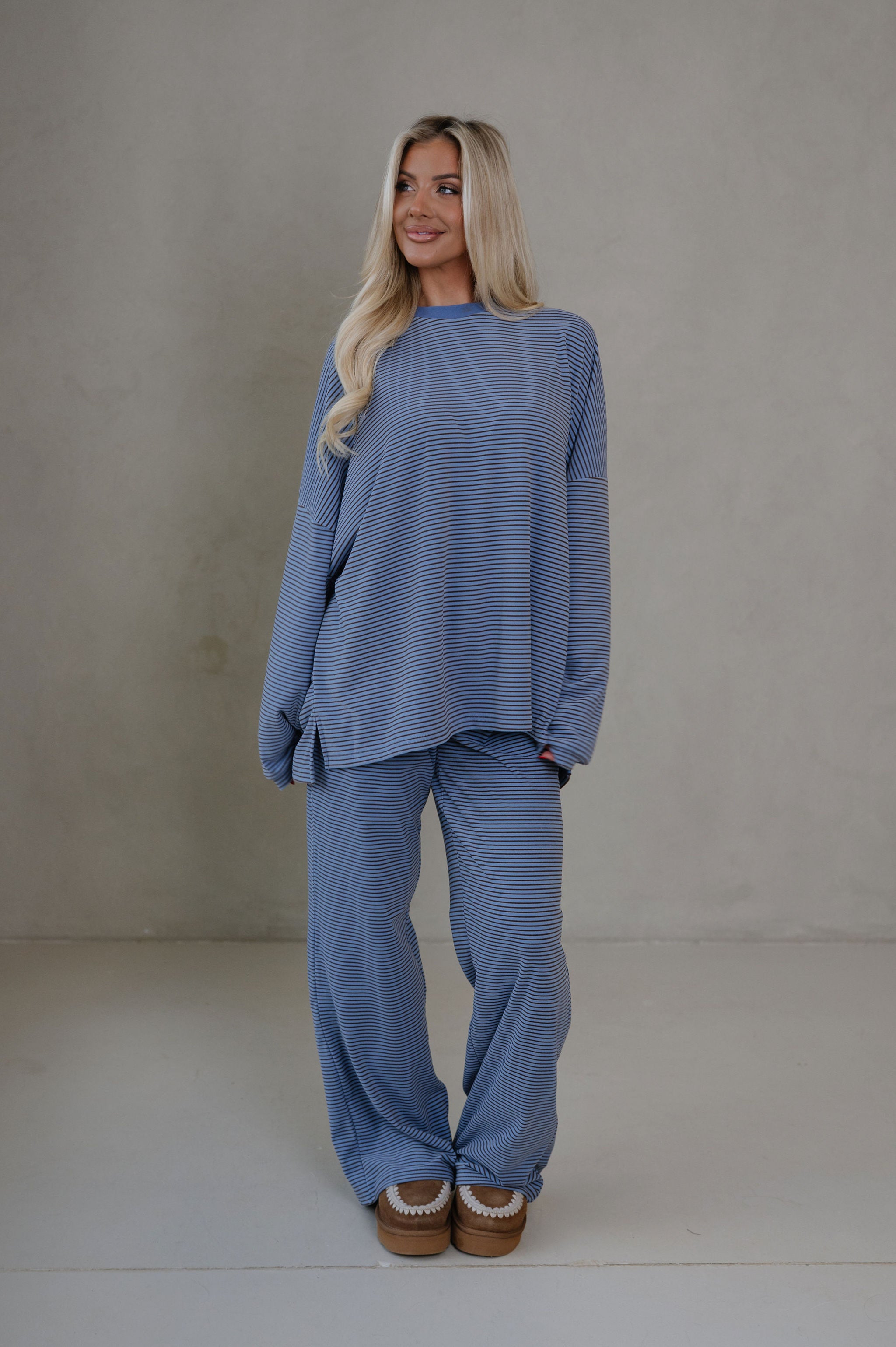 Nelly Striped Pants-Blue