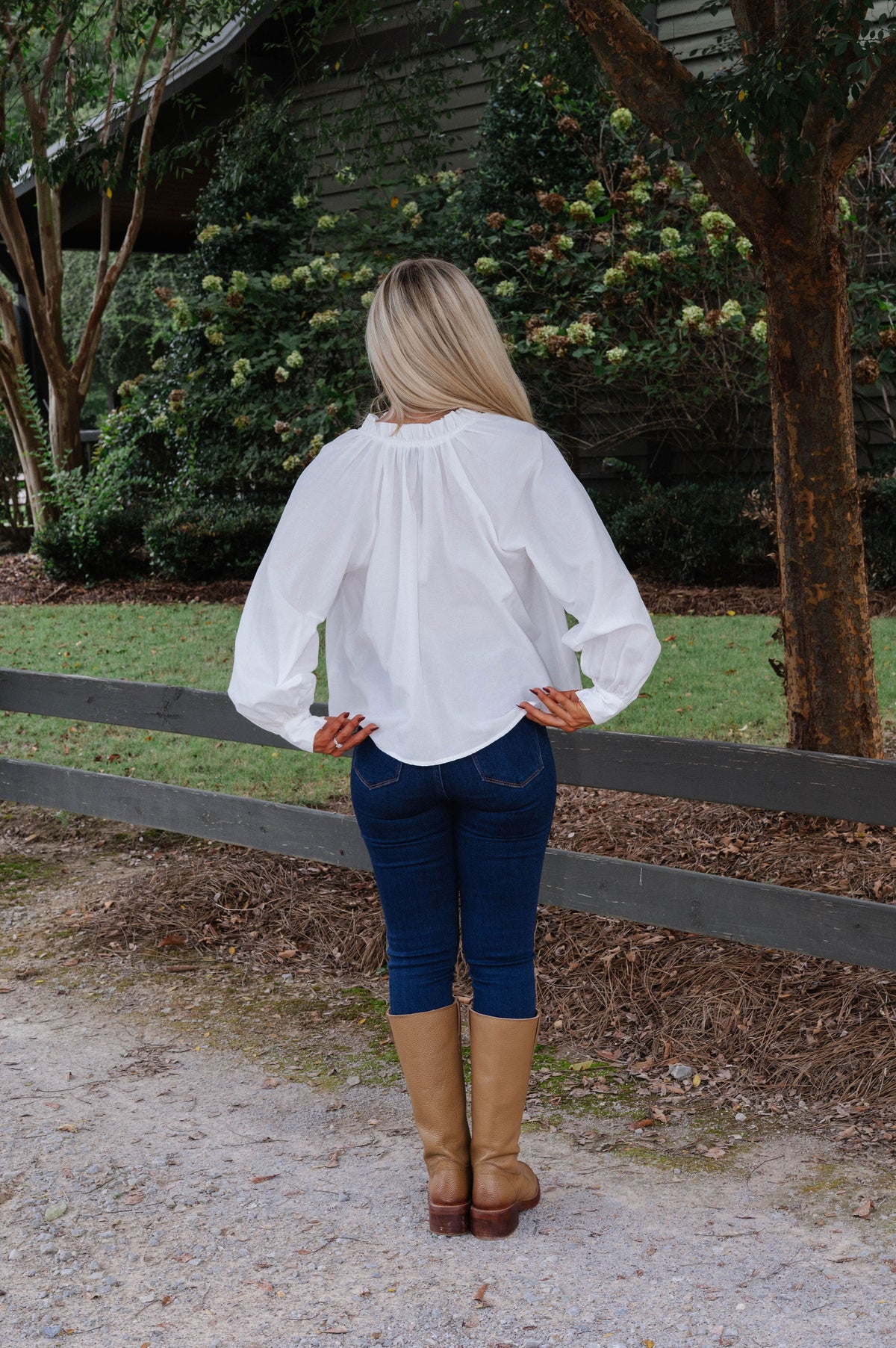 Luna Ruffle Neck Blouse-Off White
