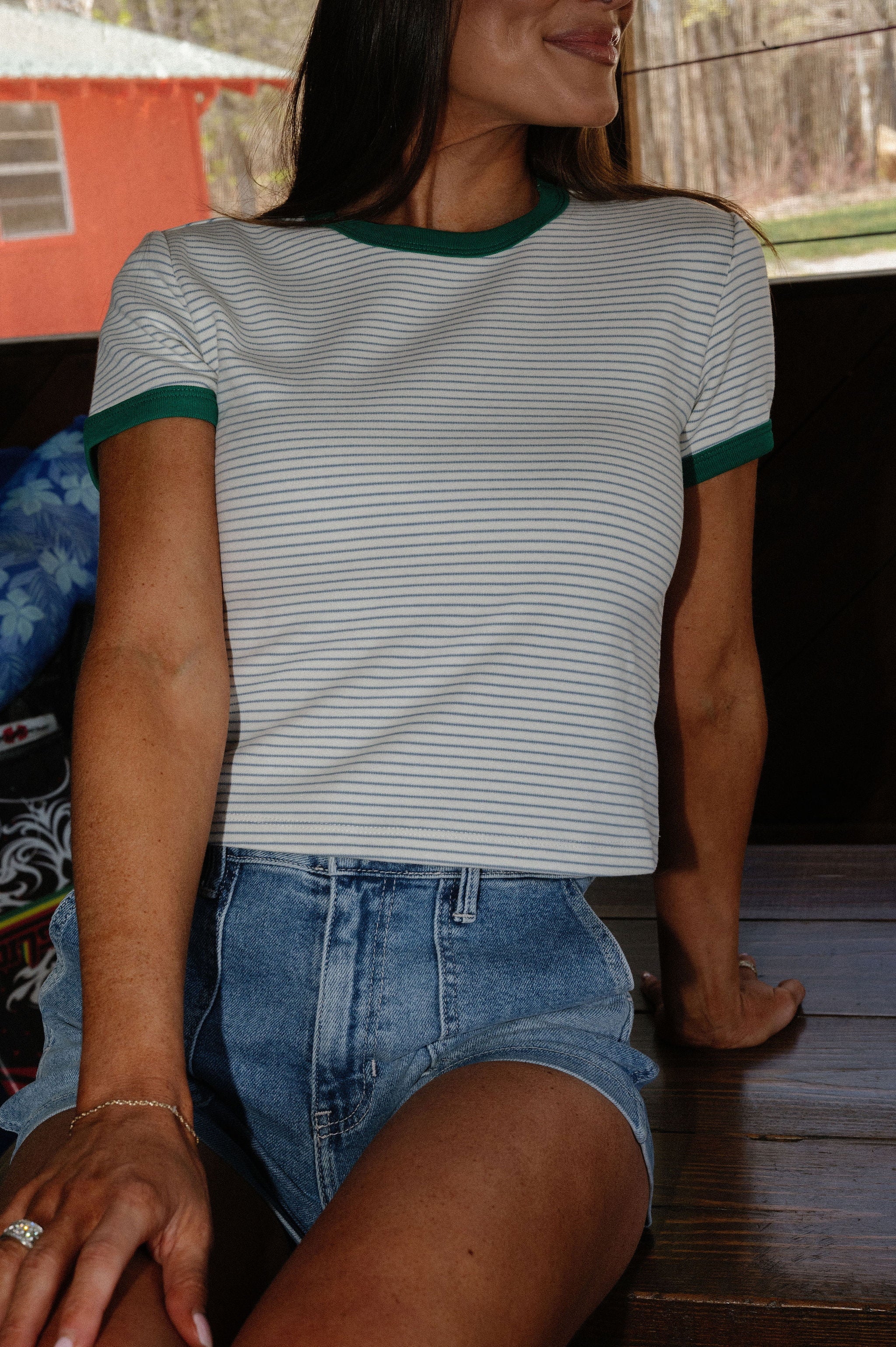 Wells Striped Top-Off White