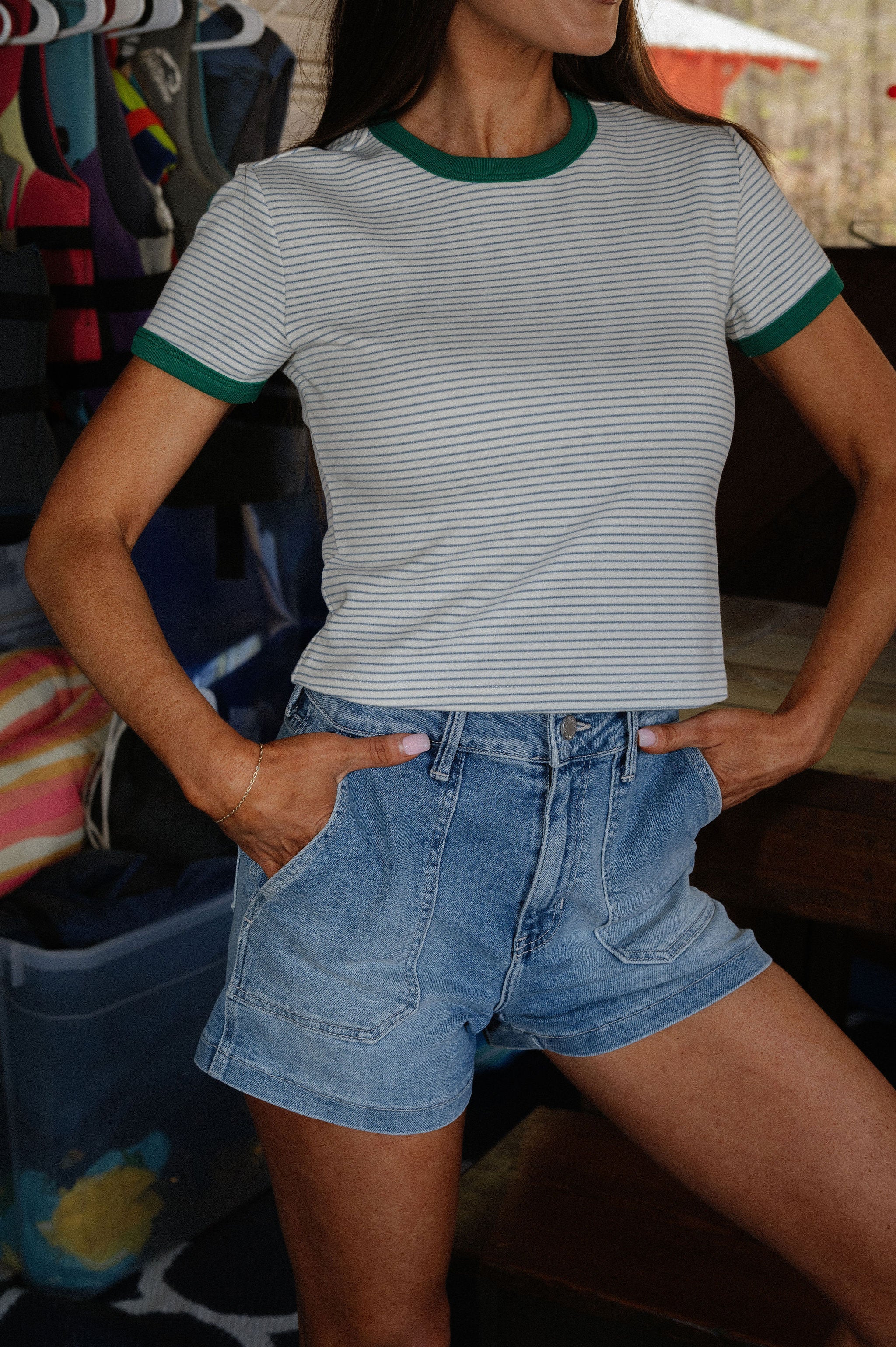 Wells Striped Top-Off White