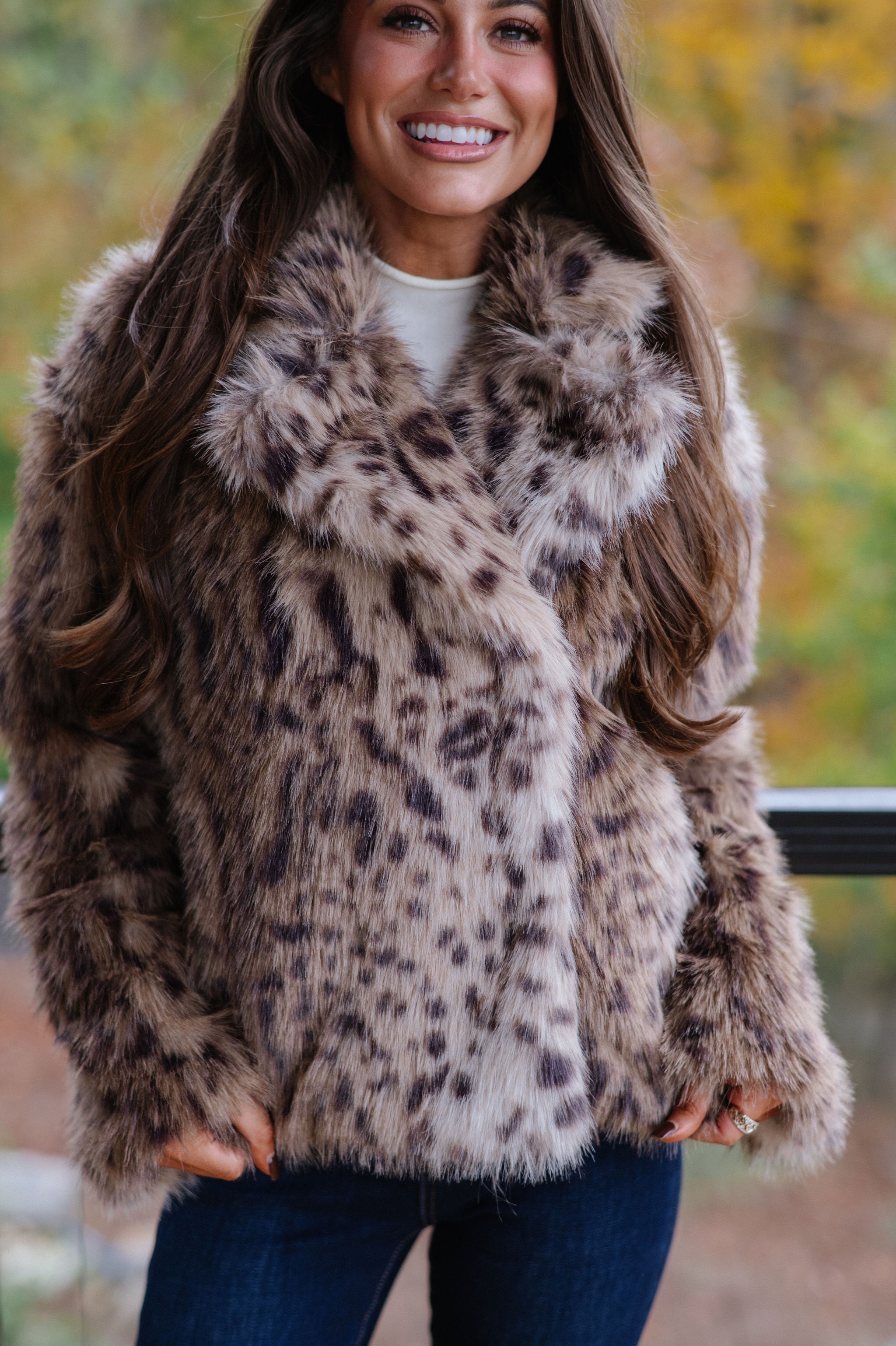 Hadlee Faux Fur Jacket-Taupe/Brown