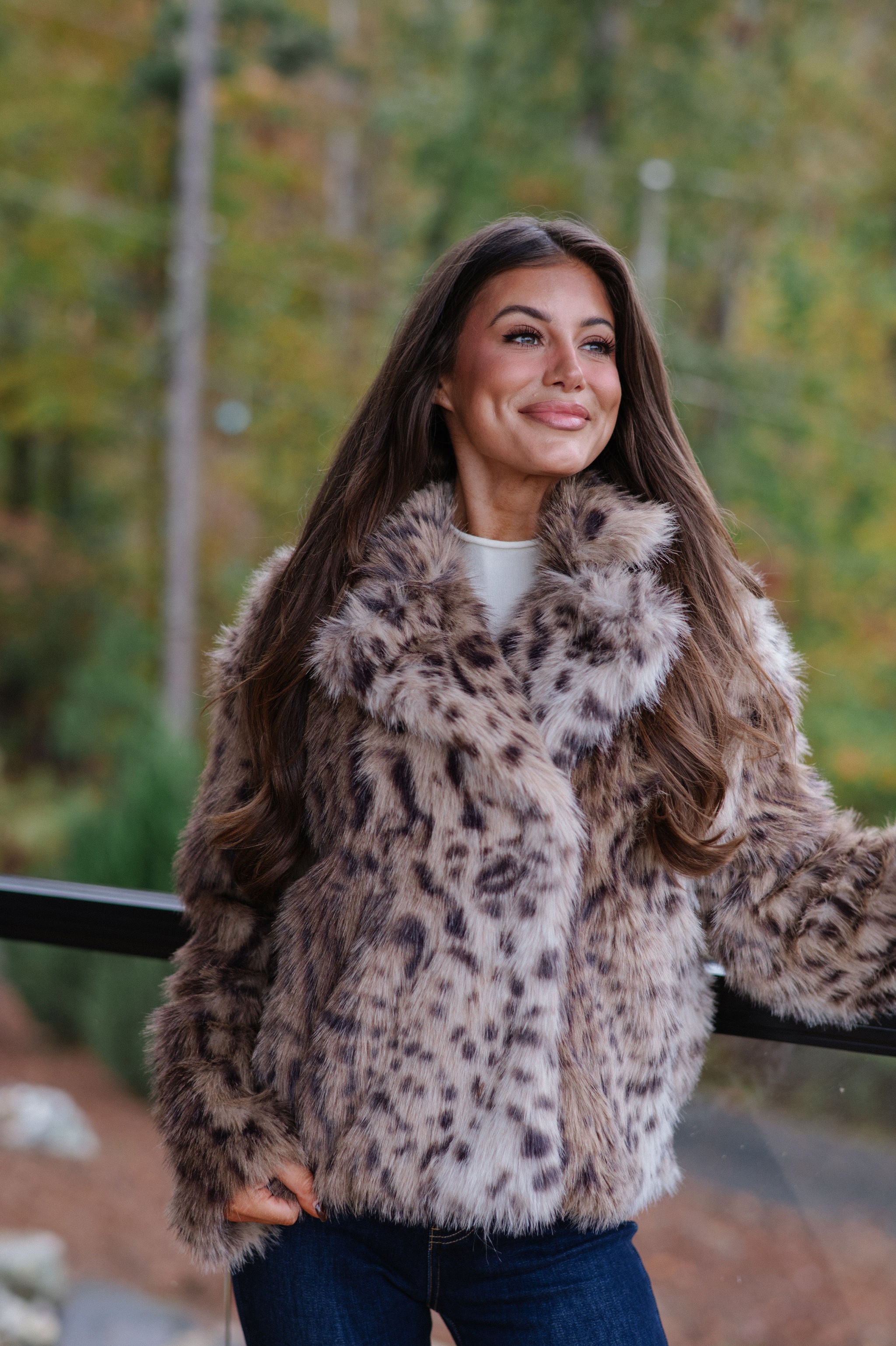 Hadlee Faux Fur Jacket-Taupe/Brown