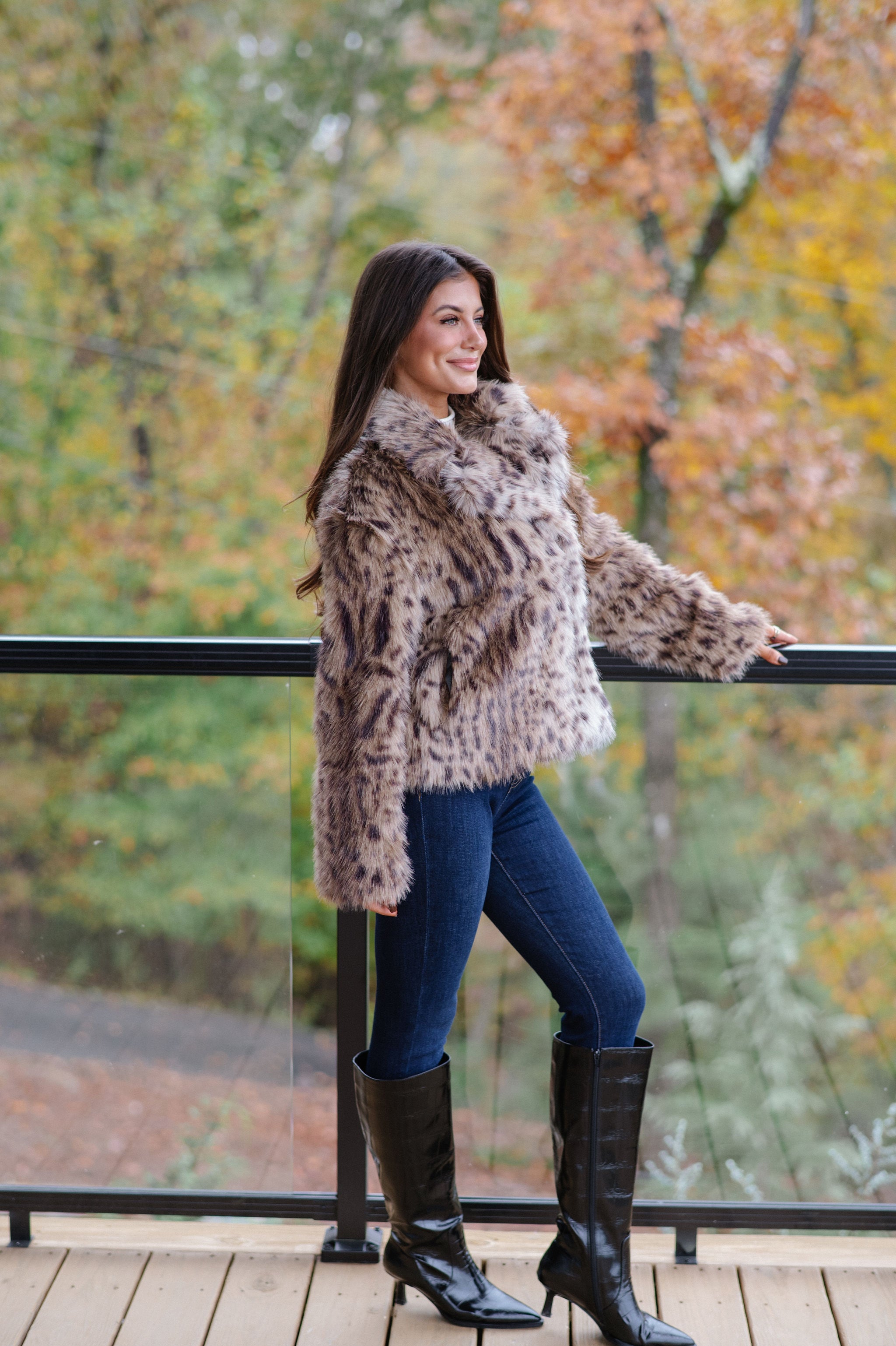 Hadlee Faux Fur Jacket-Taupe/Brown