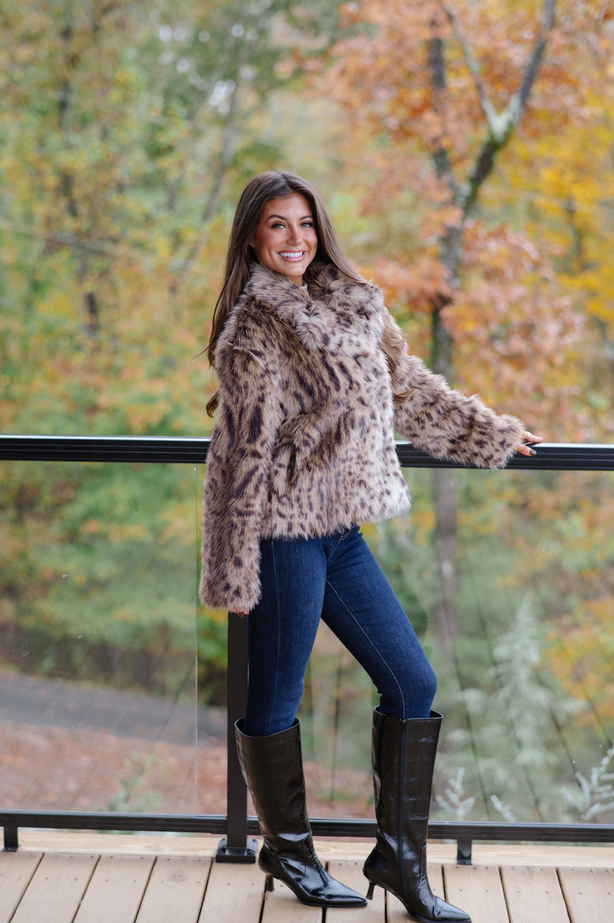 Hadlee Faux Fur Jacket-Taupe/Brown
