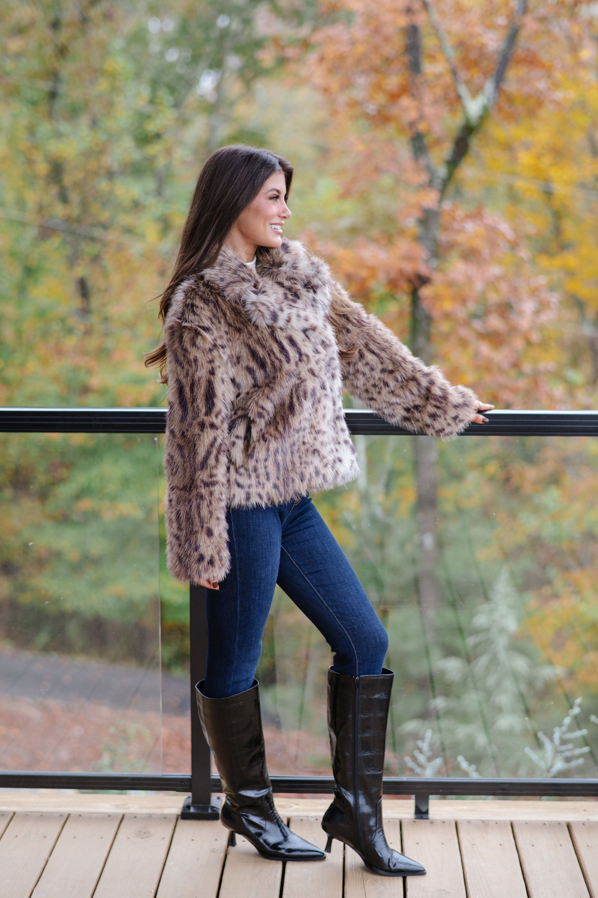 Hadlee Faux Fur Jacket-Taupe/Brown