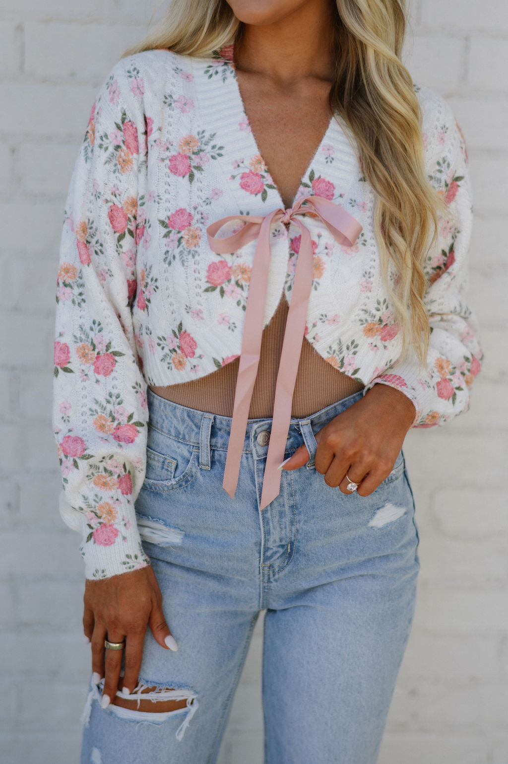 Floral Bouquet Cropped Cardigan