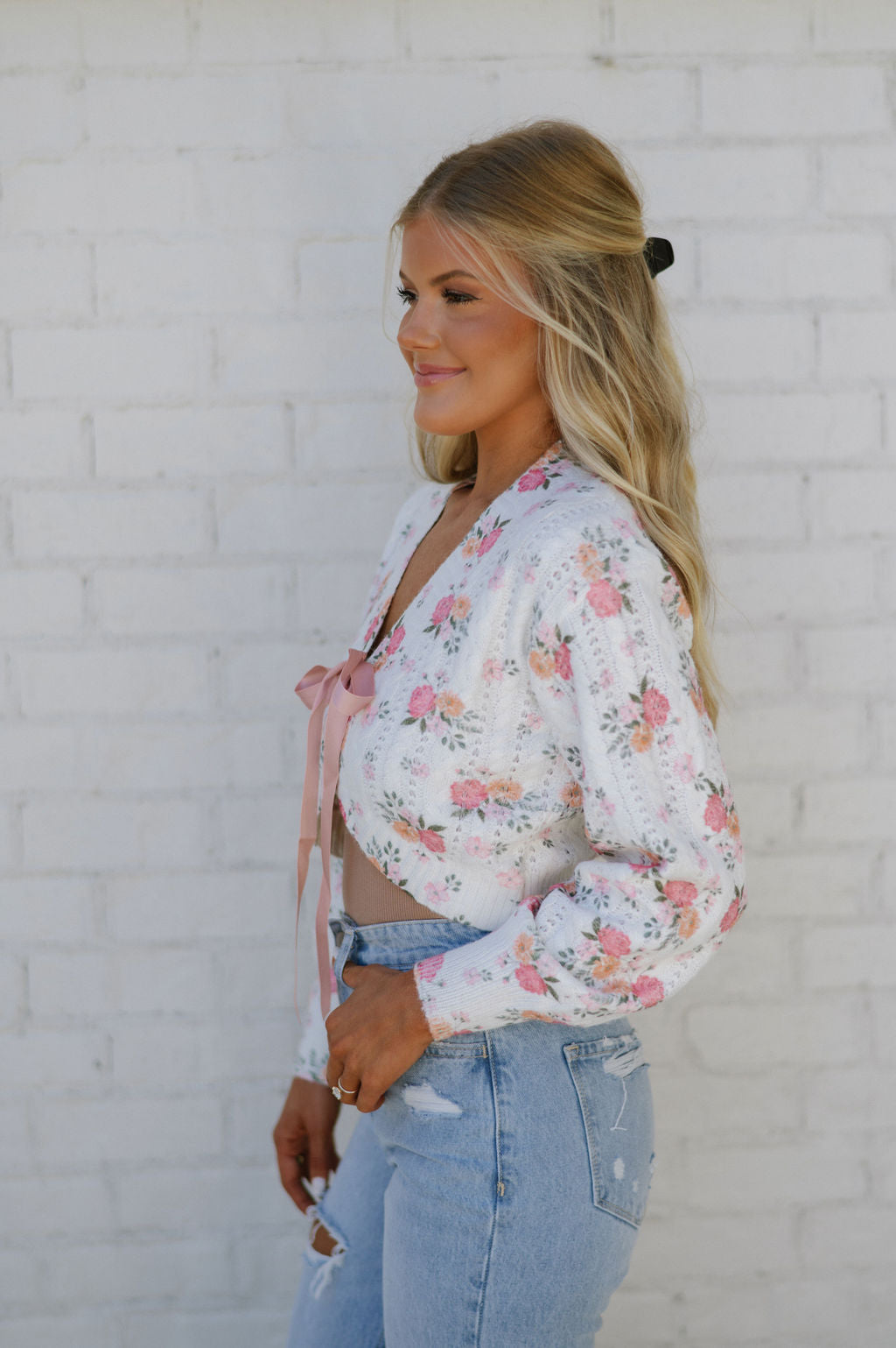 Floral Bouquet Cropped Cardigan