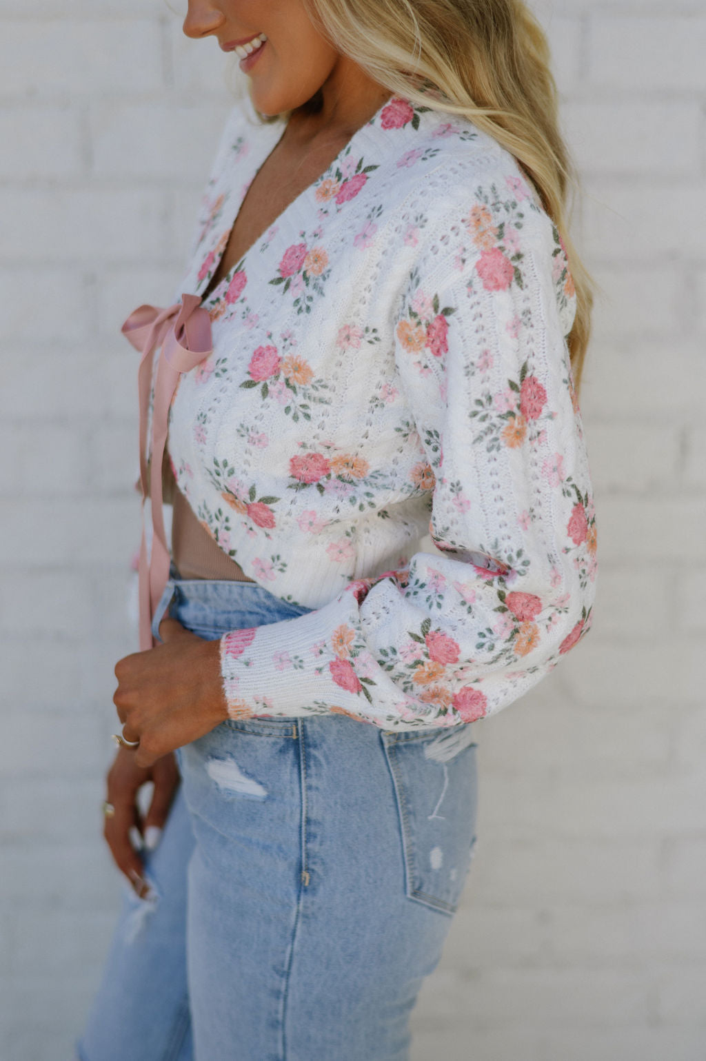 Floral Bouquet Cropped Cardigan