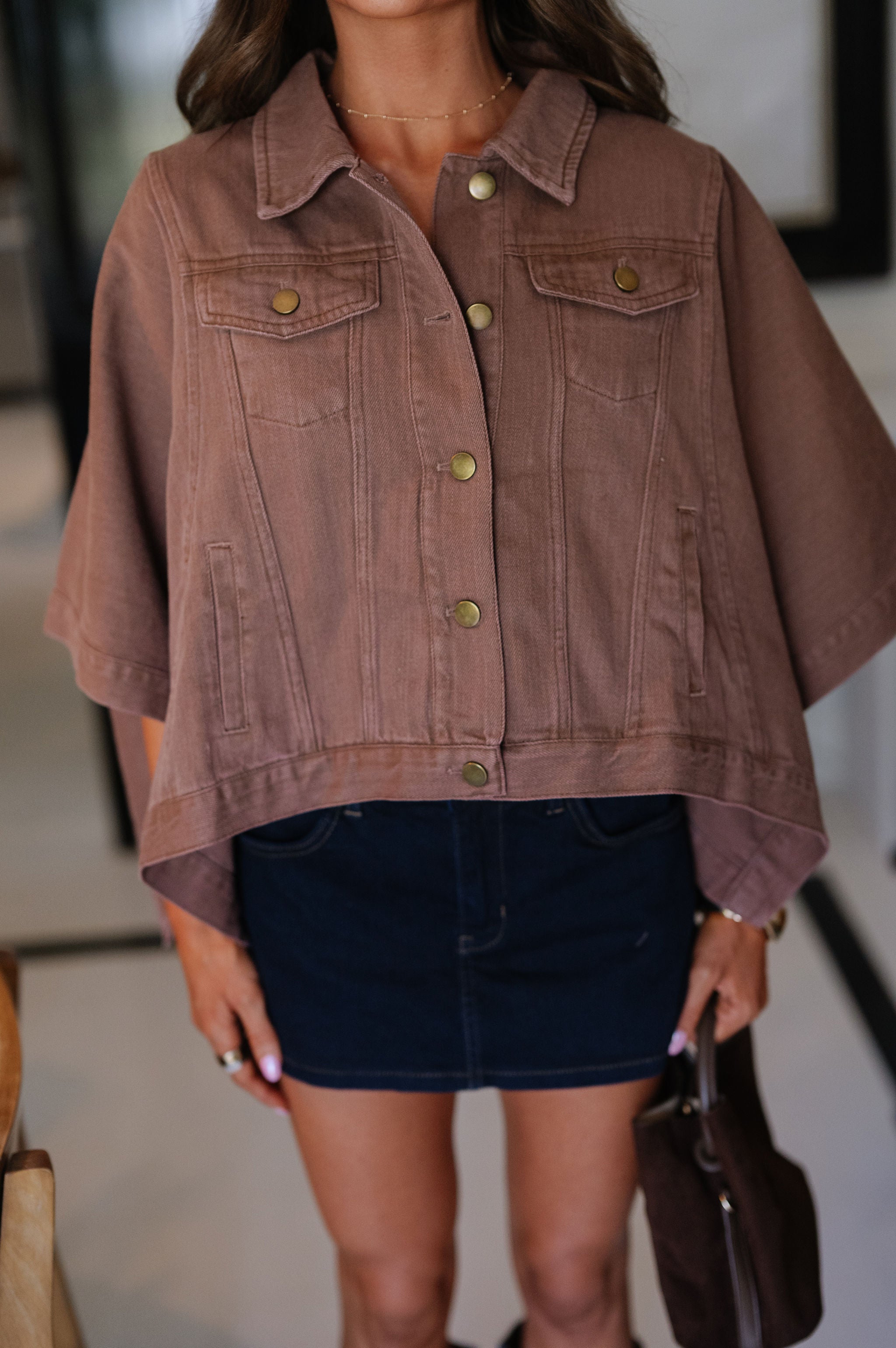 Parker Button Up Top-Brown