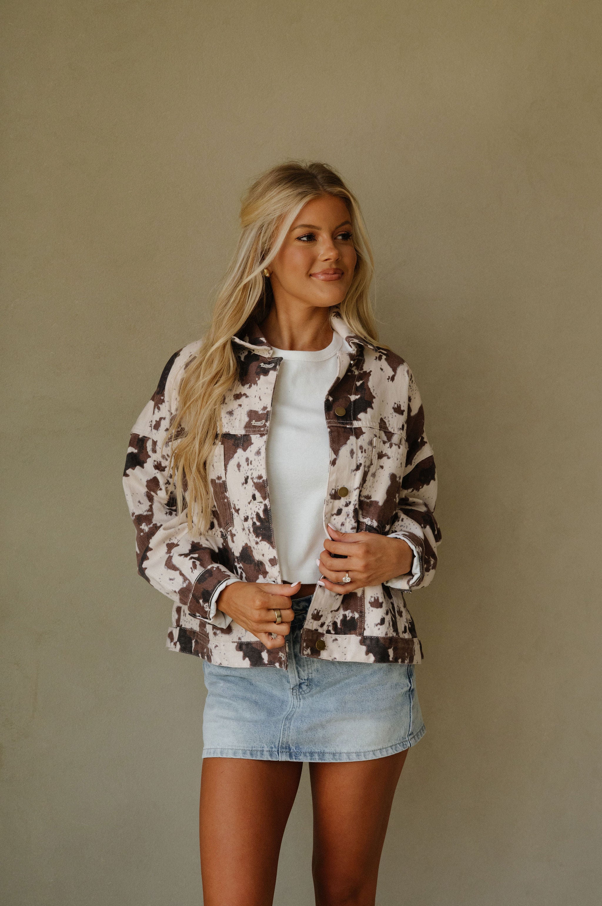 Multi Printed Oversized Jacket-Brown