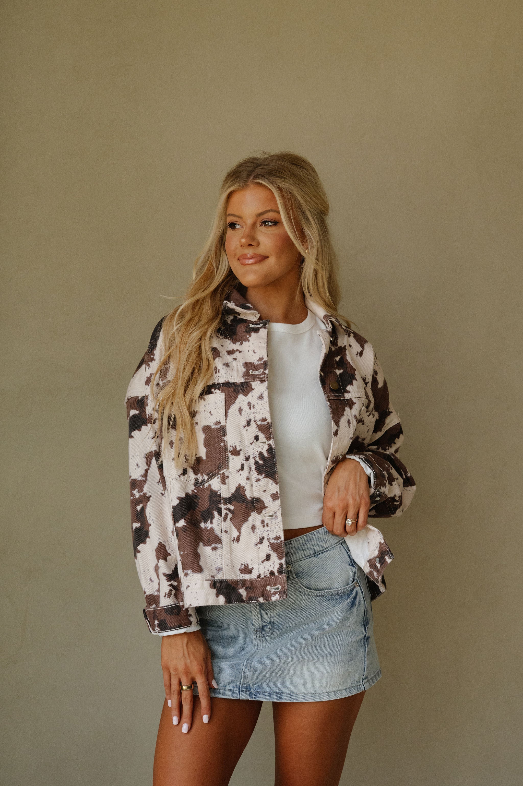 Multi Printed Oversized Jacket-Brown