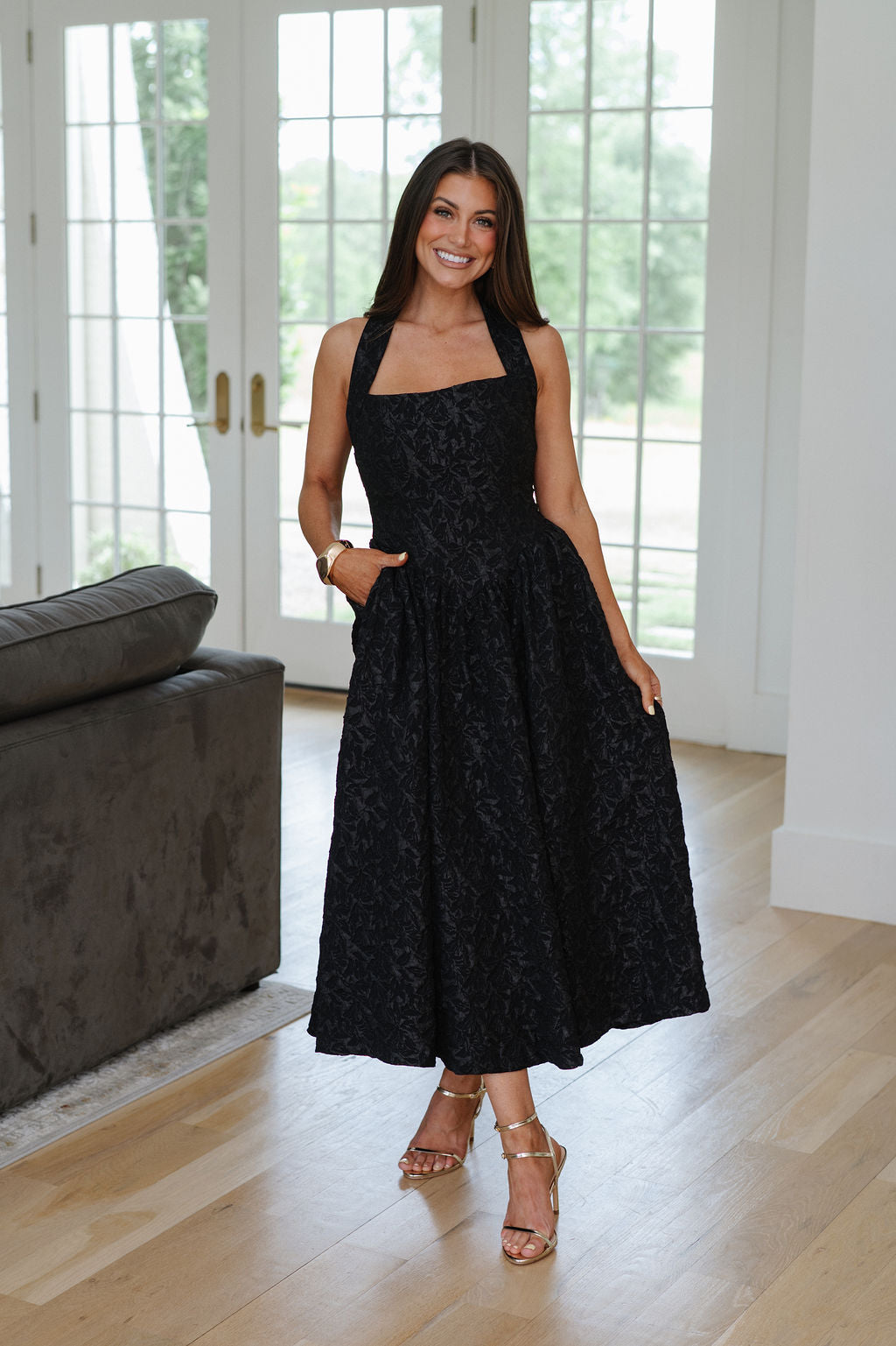 Tatum Jacquard Dress-Black