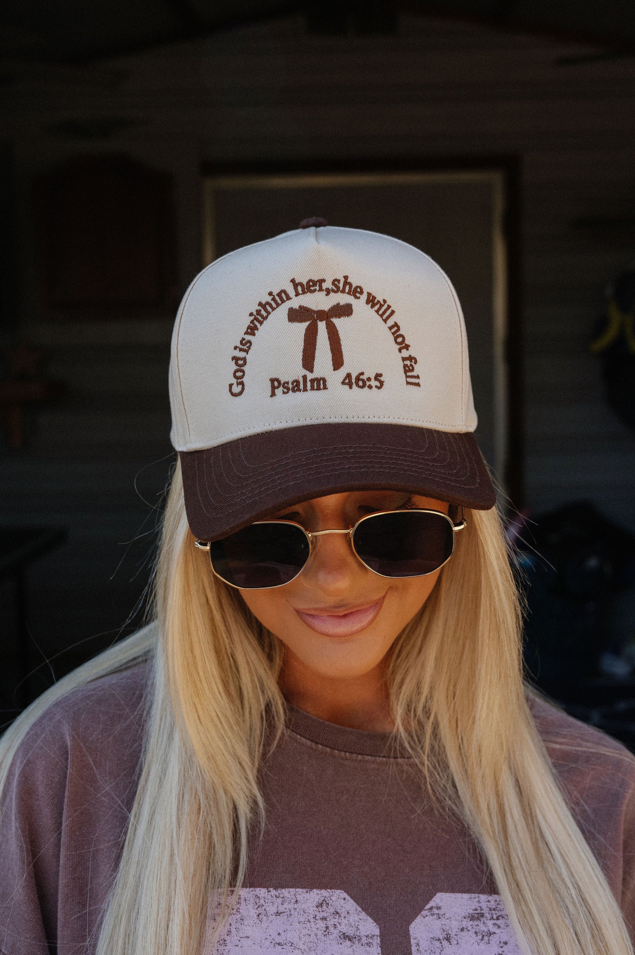 "Psalm 46:5" Trucker Hat-Brown