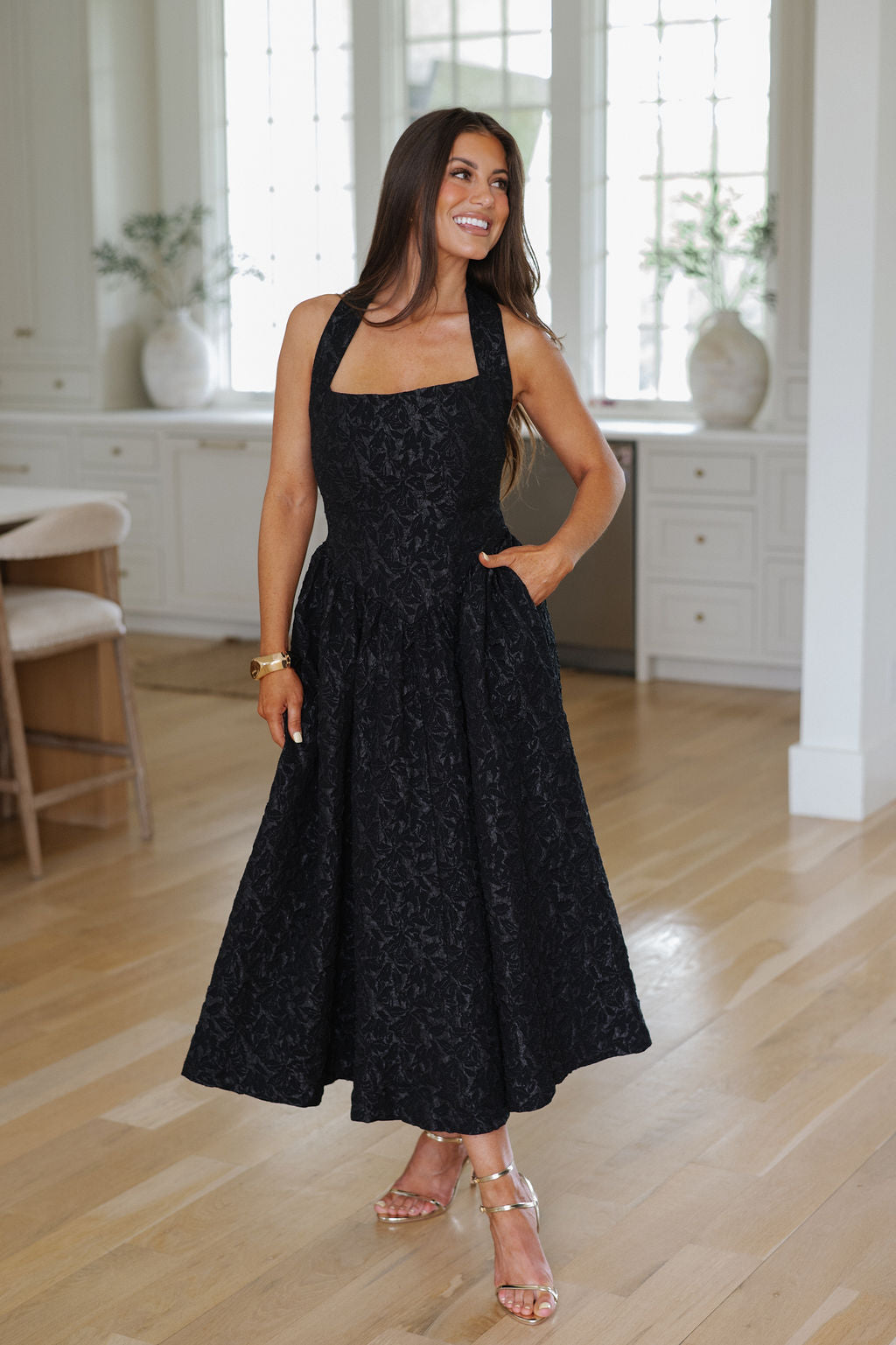 Tatum Jacquard Dress-Black