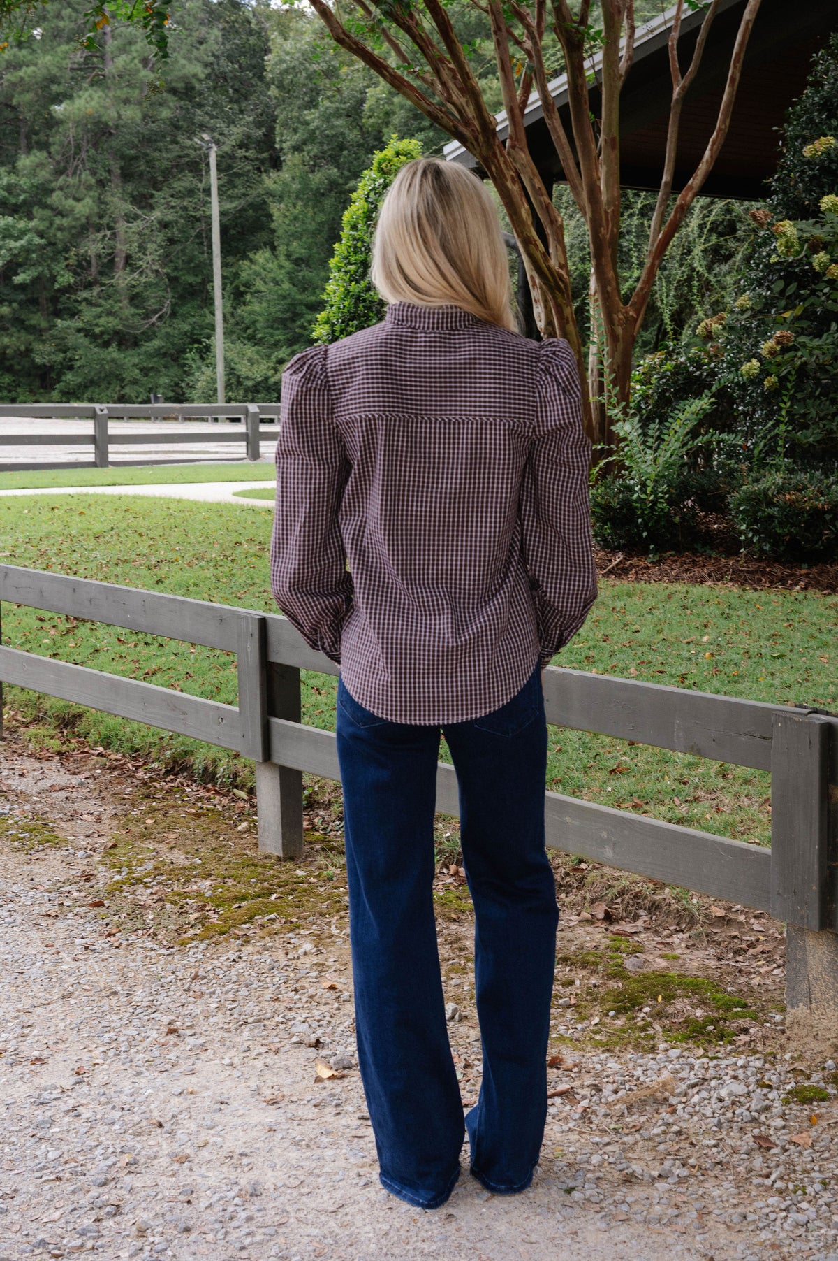 Emily Gingham Blouse-Brown