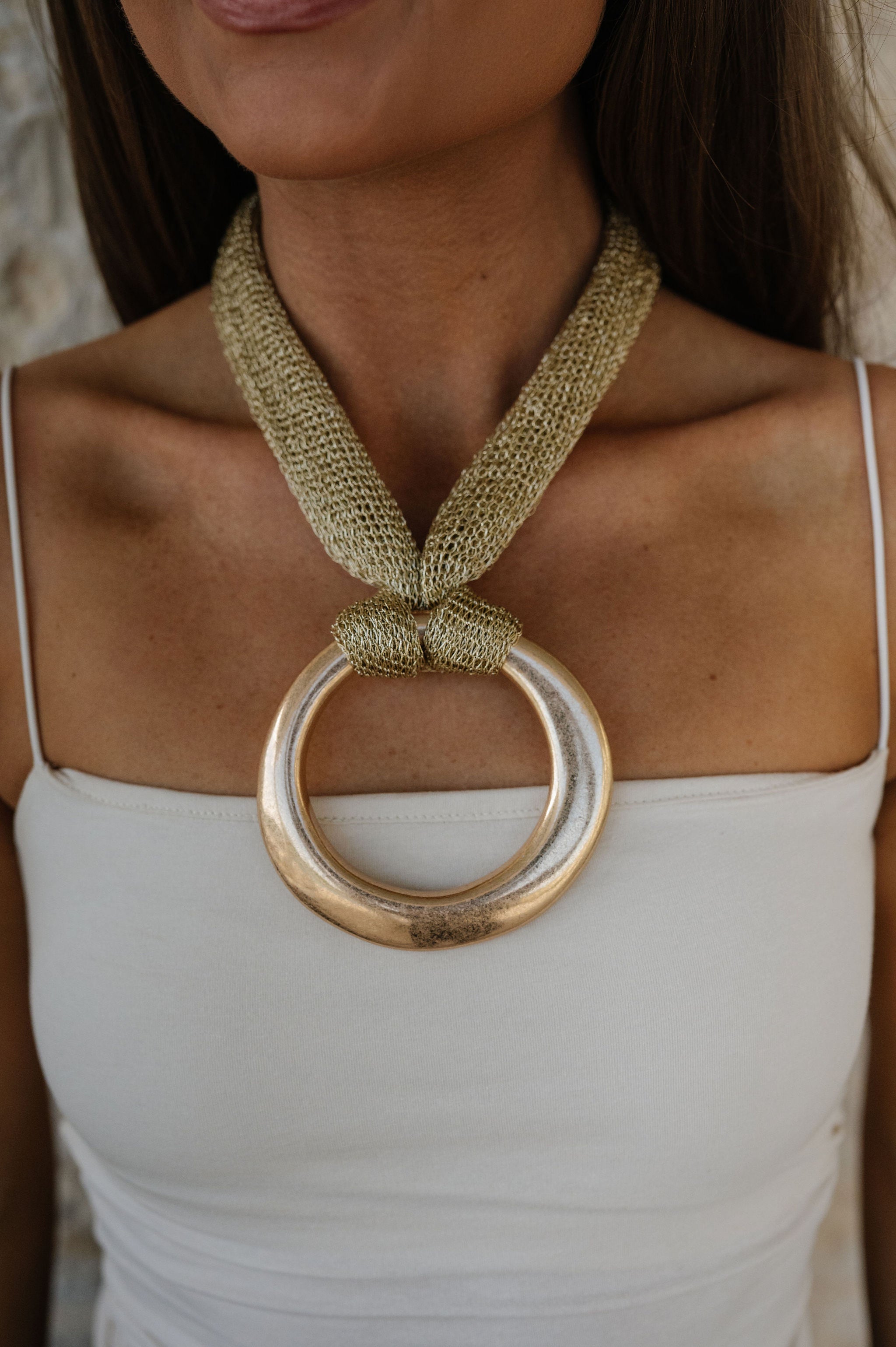Oversized Open Circle Pendent Necklace