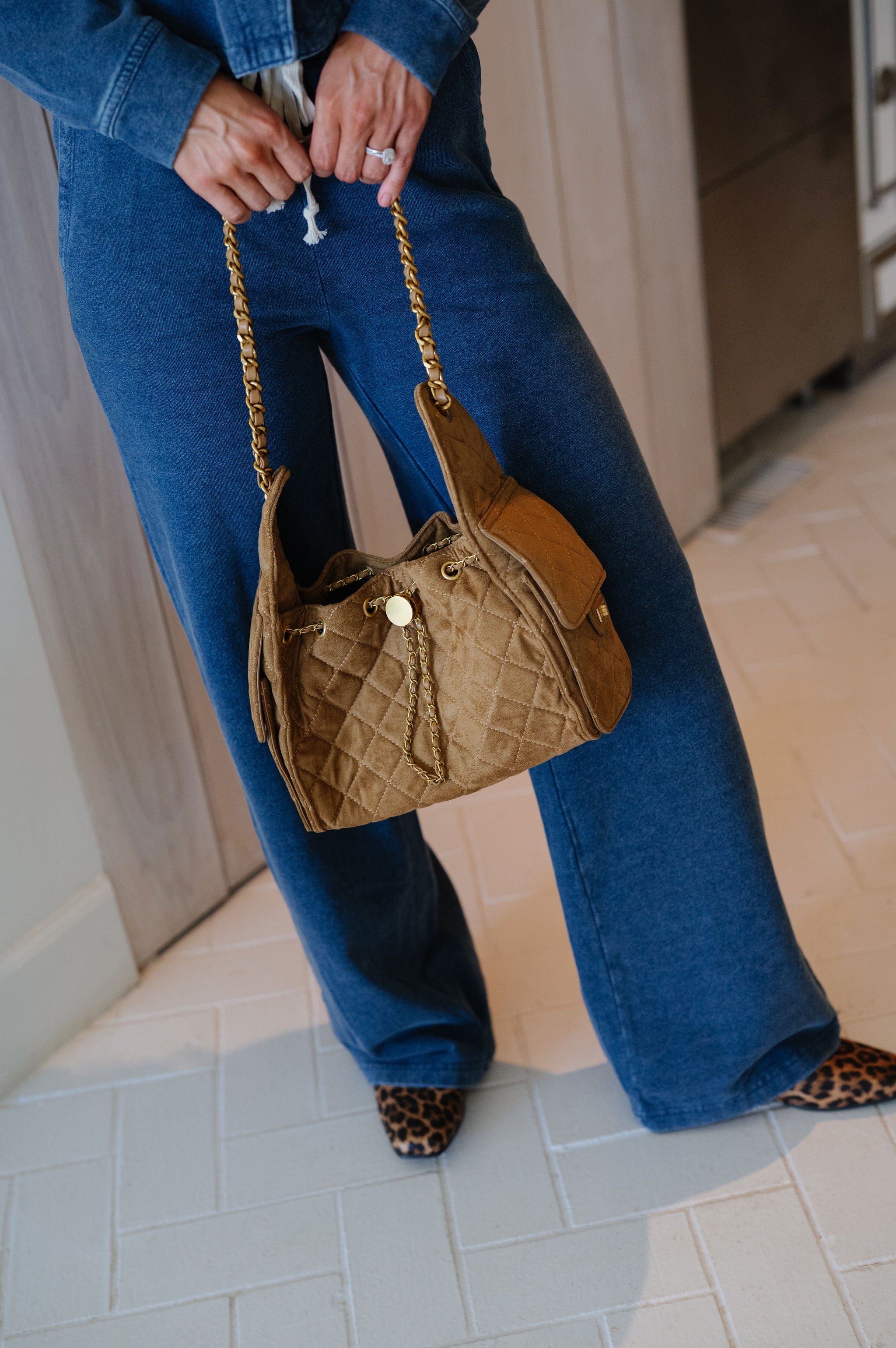 Amelie Suede Bag-Camel