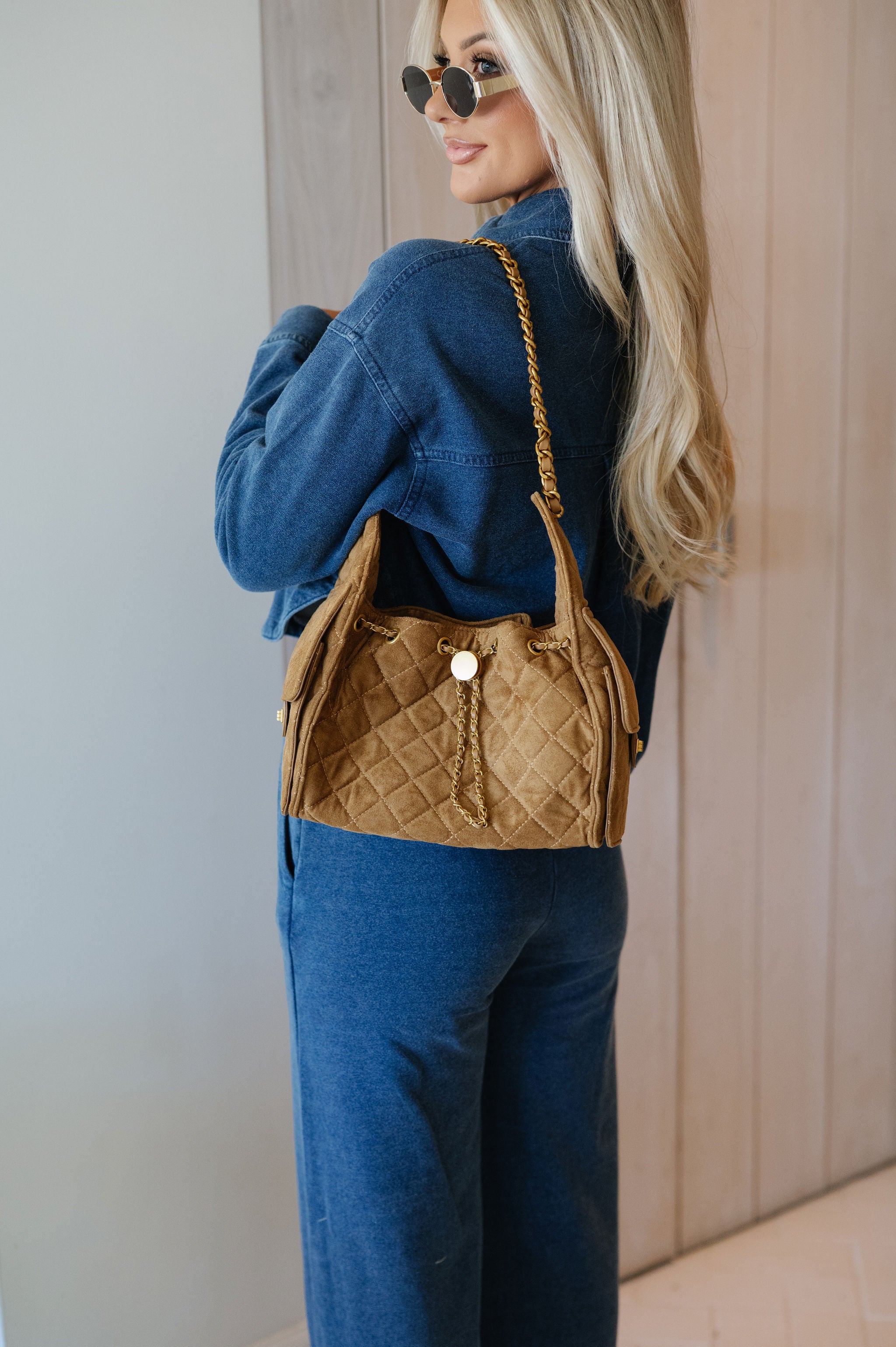 Amelie Suede Bag-Camel